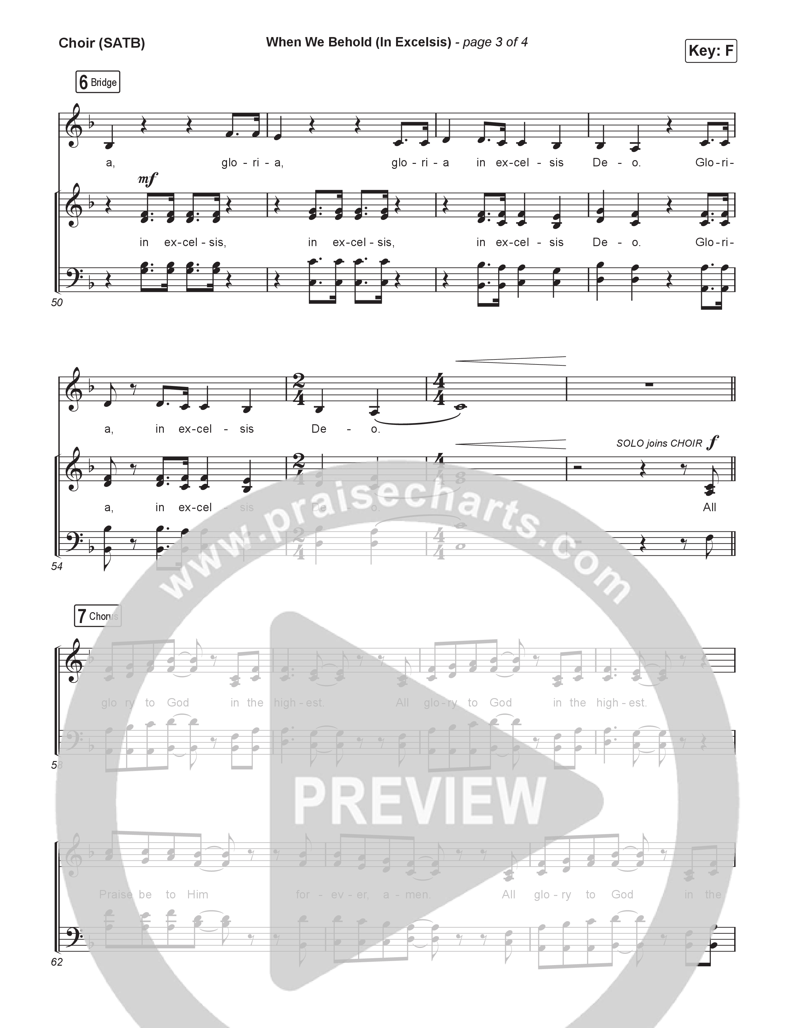 When We Behold Choir Sheet (SATB) (Matt Redman)