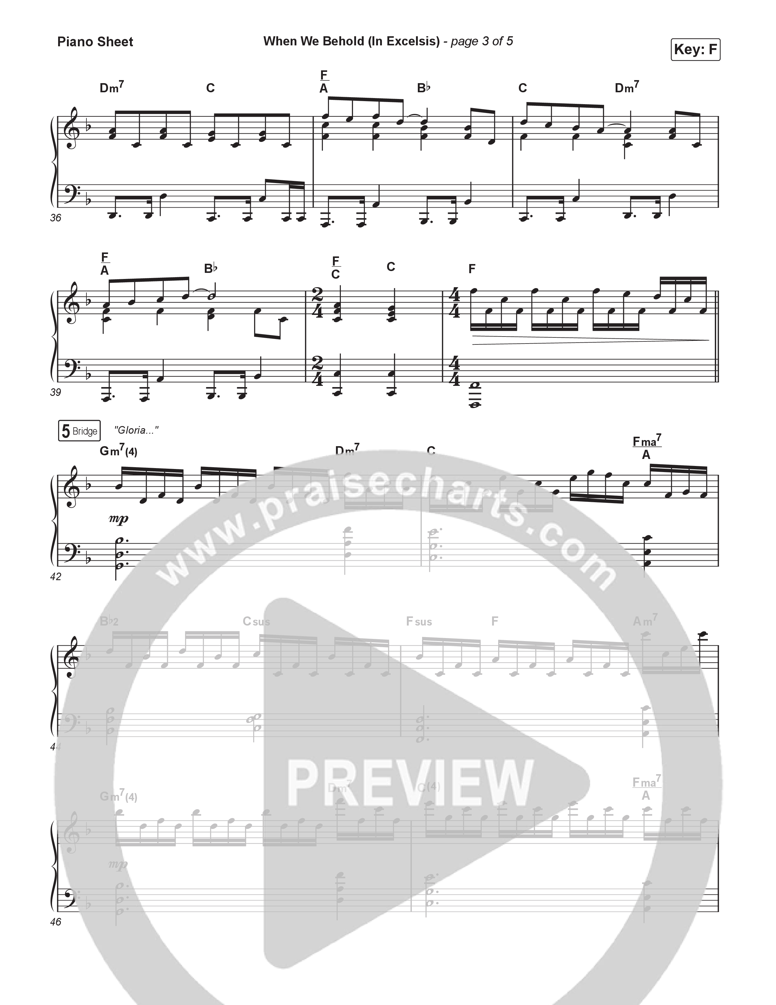 When We Behold Piano Sheet (Matt Redman)