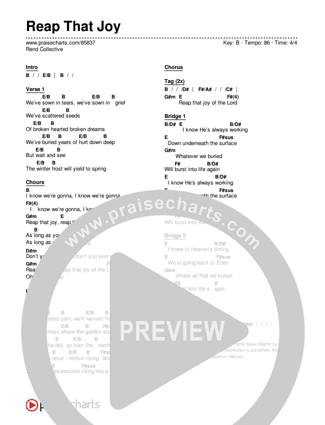 Reap That Joy Chords & Lyrics (Rend Collective)