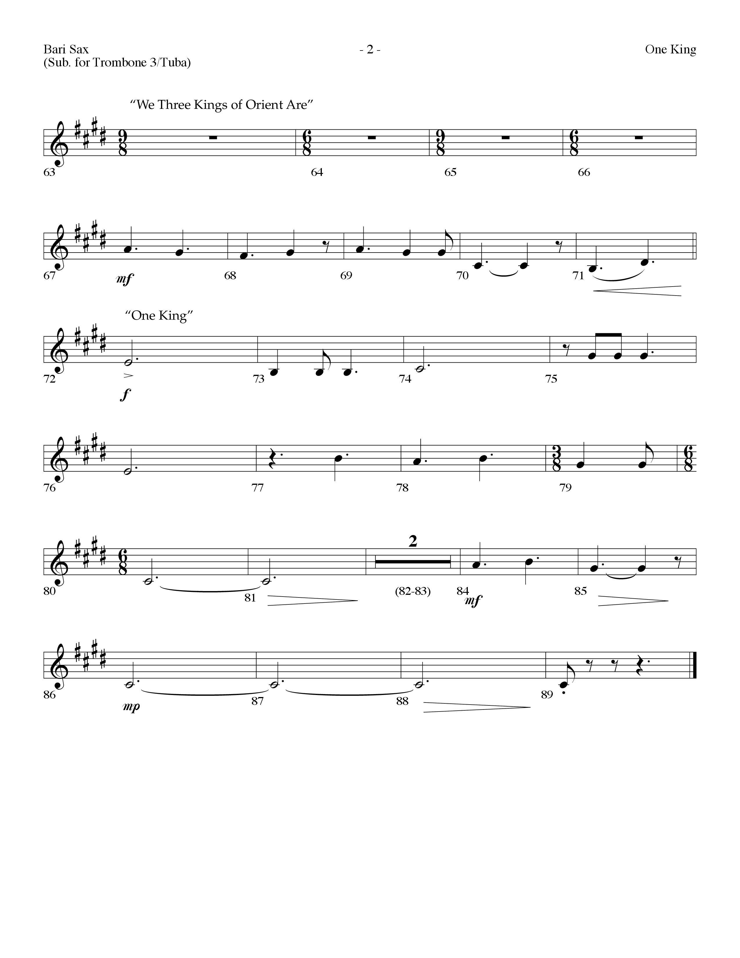 One King (with We Three Kings Of Orient Are) (Choral Anthem SATB) Bari Sax (Lifeway Choral / Arr. Dennis Allen)