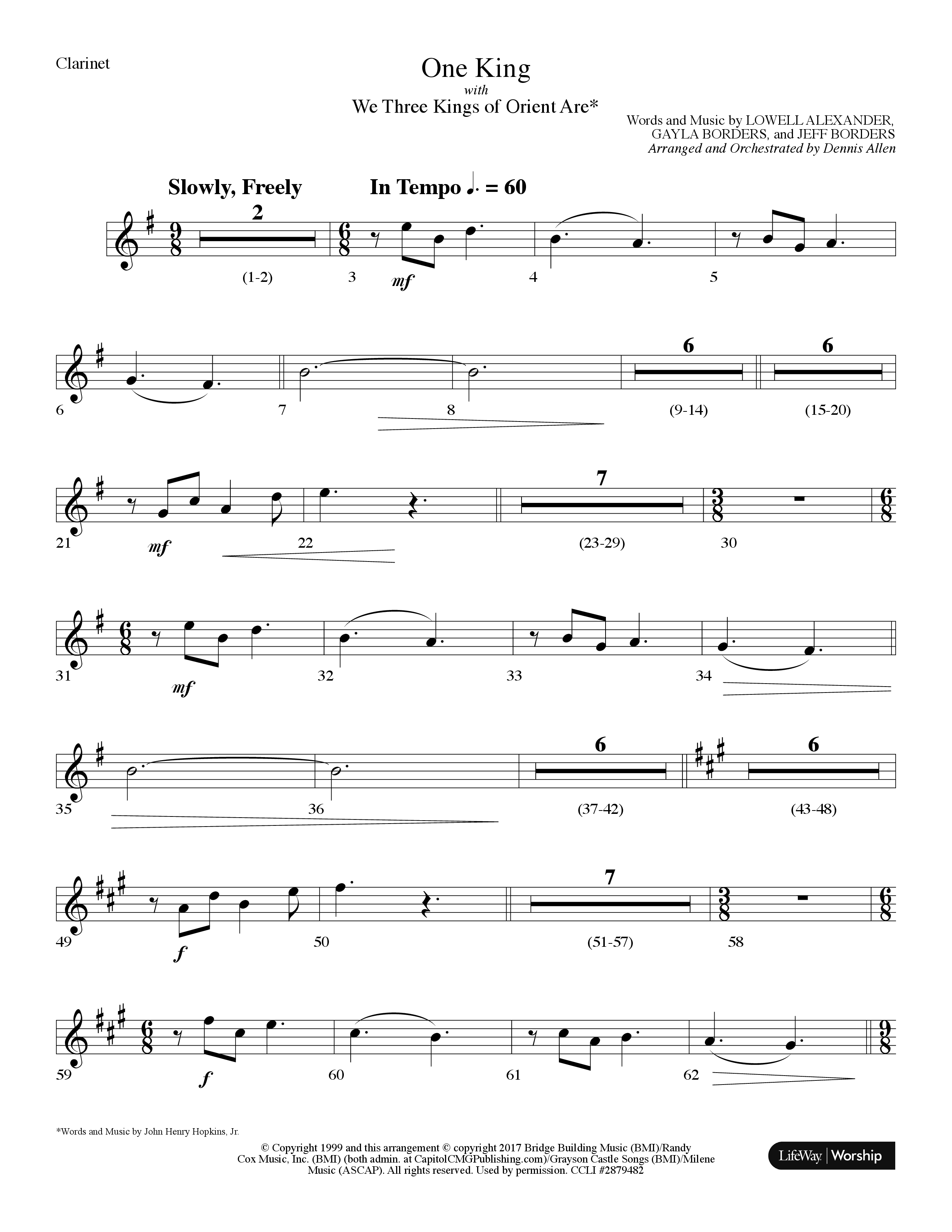 One King (with We Three Kings Of Orient Are) (Choral Anthem SATB) Clarinet (Lifeway Choral / Arr. Dennis Allen)