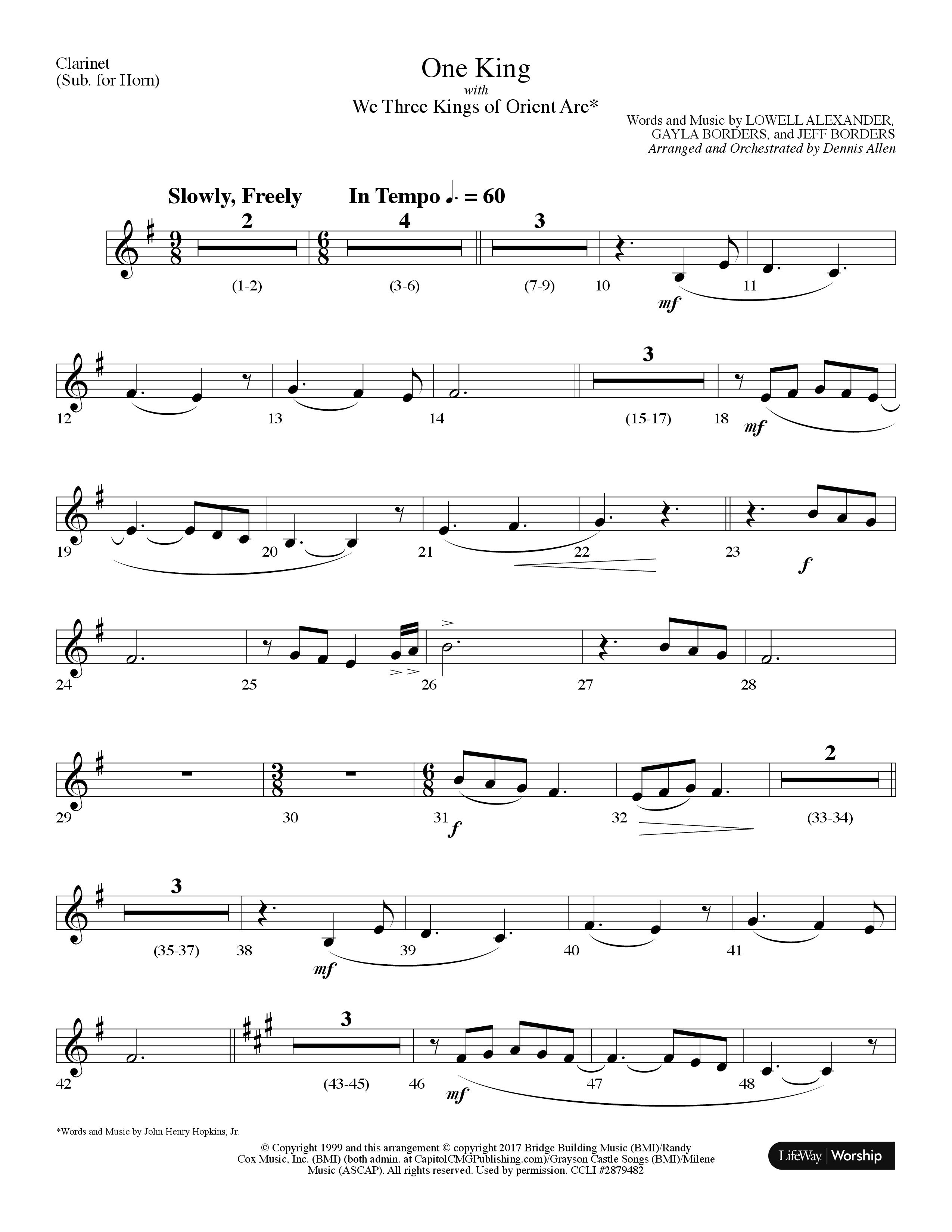 One King (with We Three Kings Of Orient Are) (Choral Anthem SATB) Clarinet (Lifeway Choral / Arr. Dennis Allen)