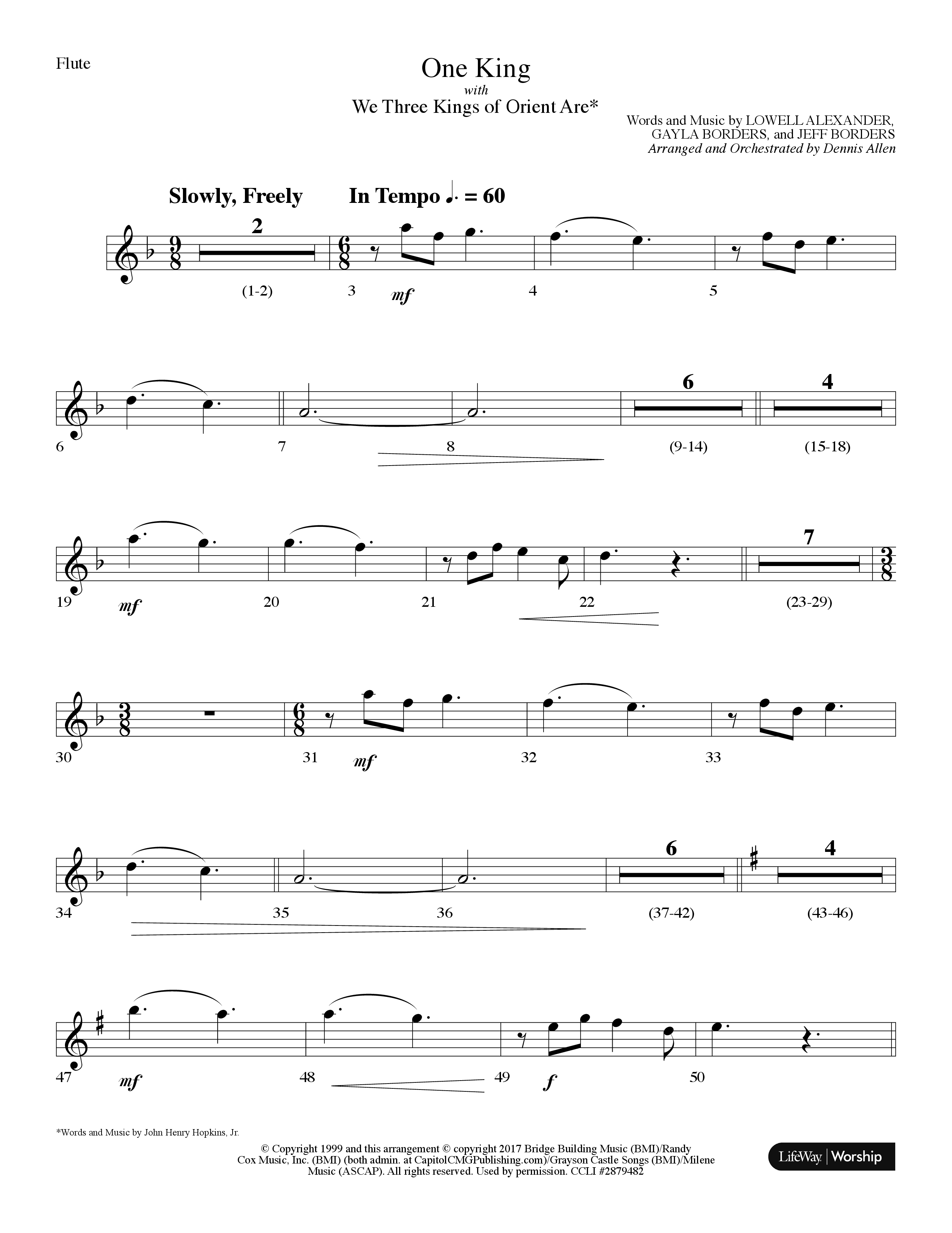 One King (with We Three Kings Of Orient Are) (Choral Anthem SATB) Flute (Lifeway Choral / Arr. Dennis Allen)