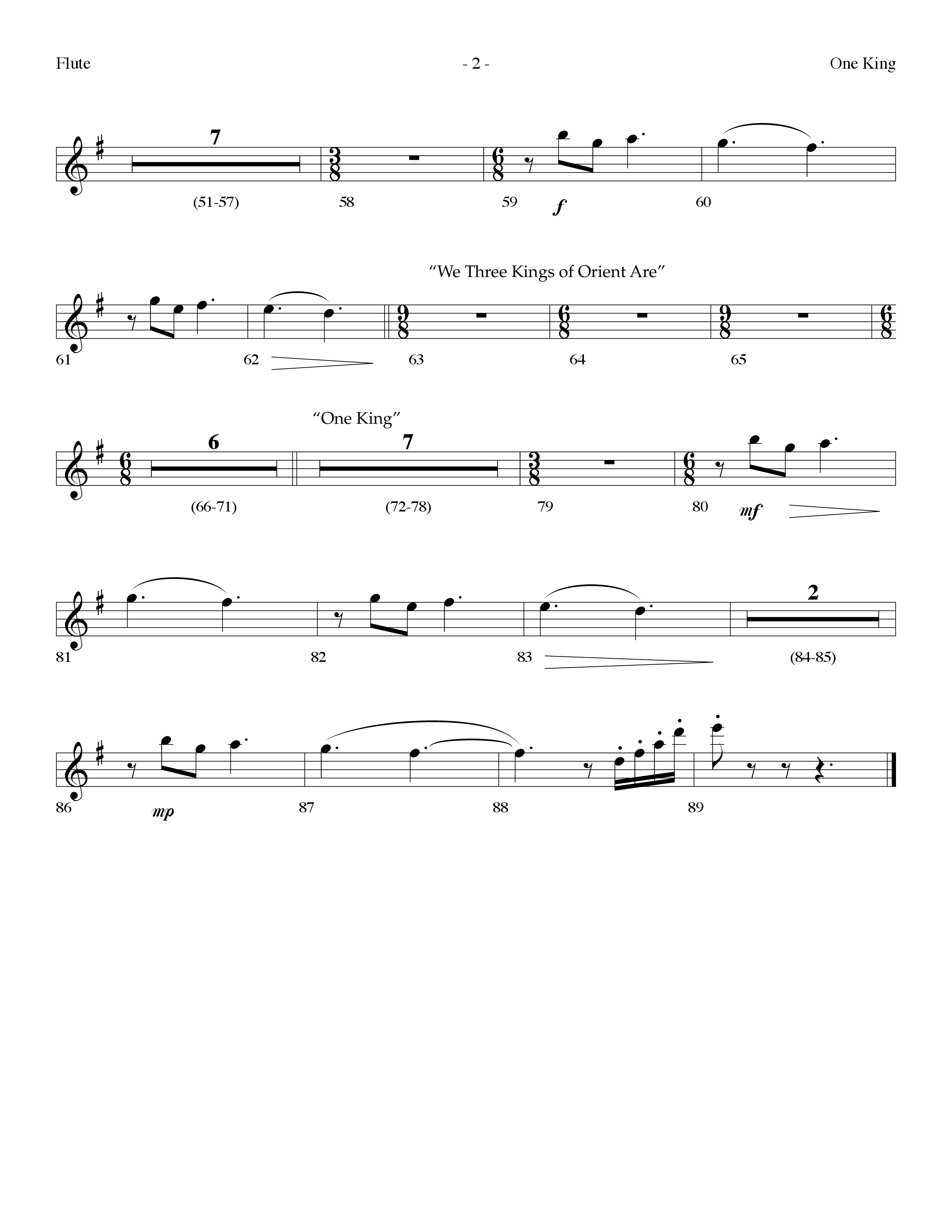 One King (with We Three Kings Of Orient Are) (Choral Anthem SATB) Flute (Lifeway Choral / Arr. Dennis Allen)