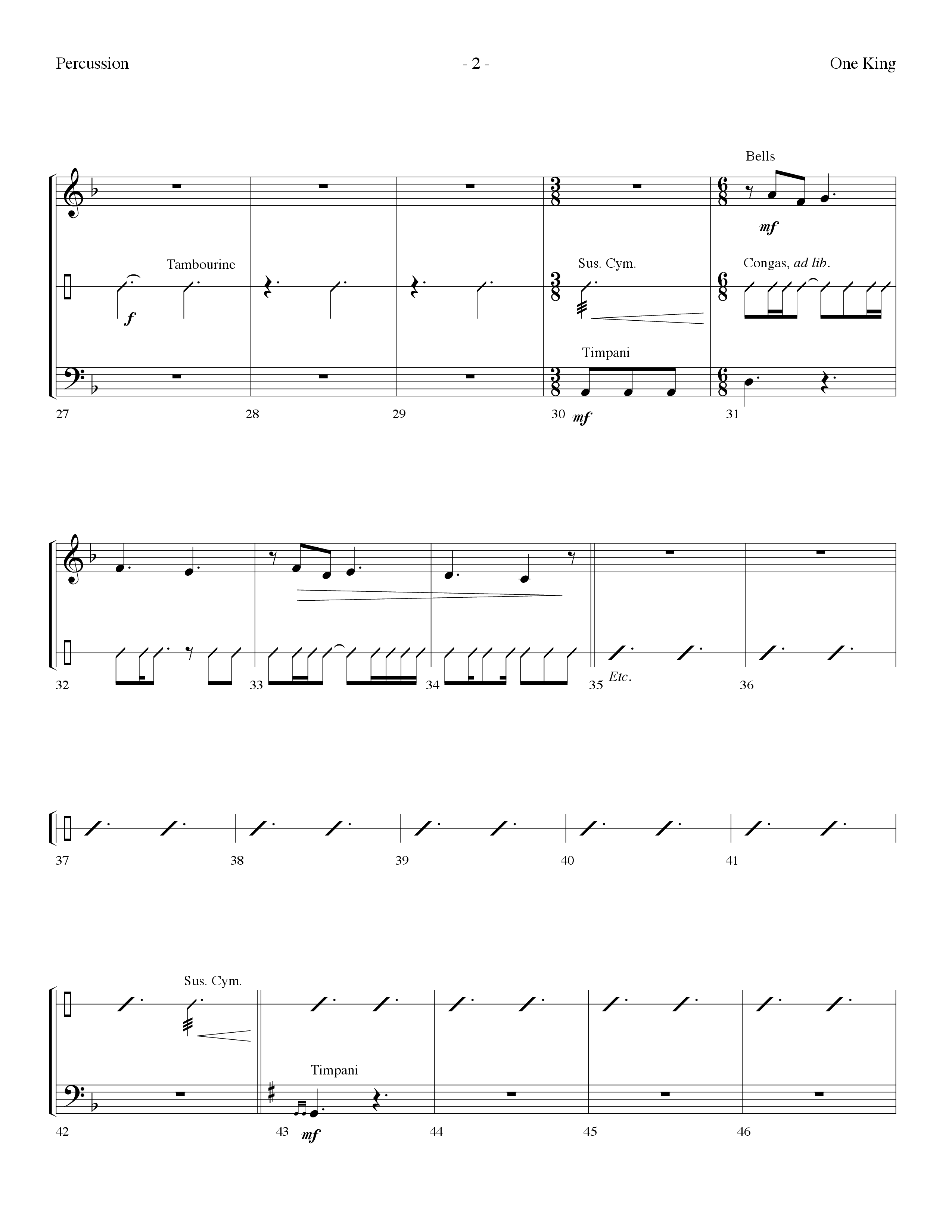 One King (with We Three Kings Of Orient Are) (Choral Anthem SATB) Percussion (Lifeway Choral / Arr. Dennis Allen)