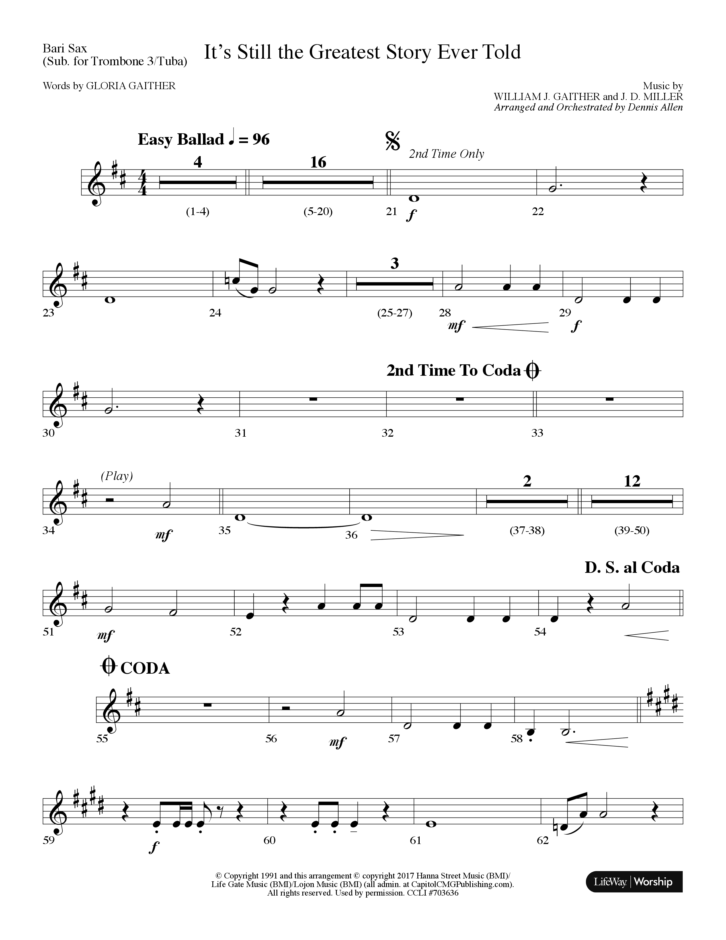 It's Still The Greatest Story Ever Told (Choral Anthem SATB) Bari Sax (Lifeway Choral / Arr. Dennis Allen)