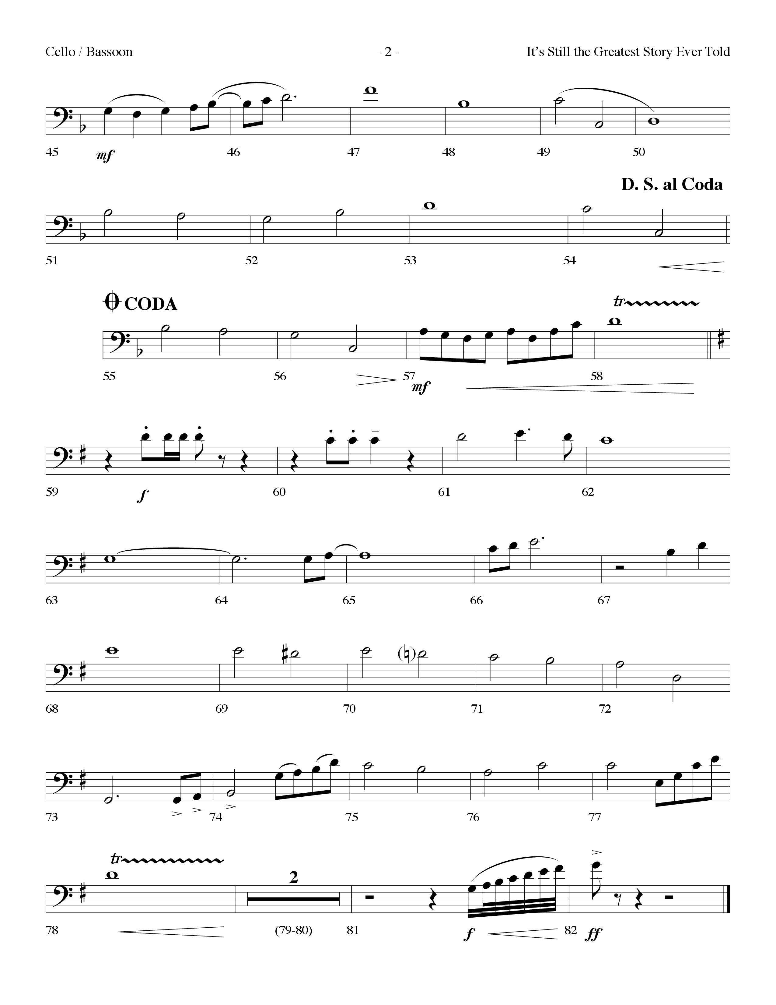 It's Still The Greatest Story Ever Told (Choral Anthem SATB) Cello (Lifeway Choral / Arr. Dennis Allen)