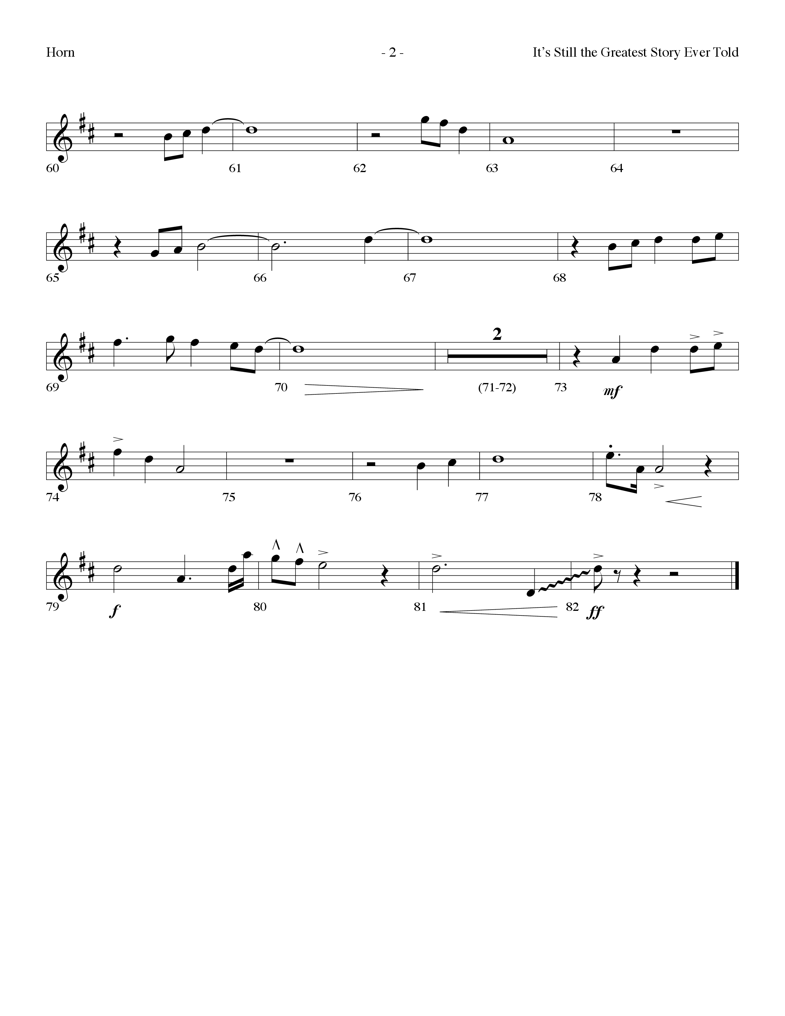 It's Still The Greatest Story Ever Told (Choral Anthem SATB) French Horn (Lifeway Choral / Arr. Dennis Allen)