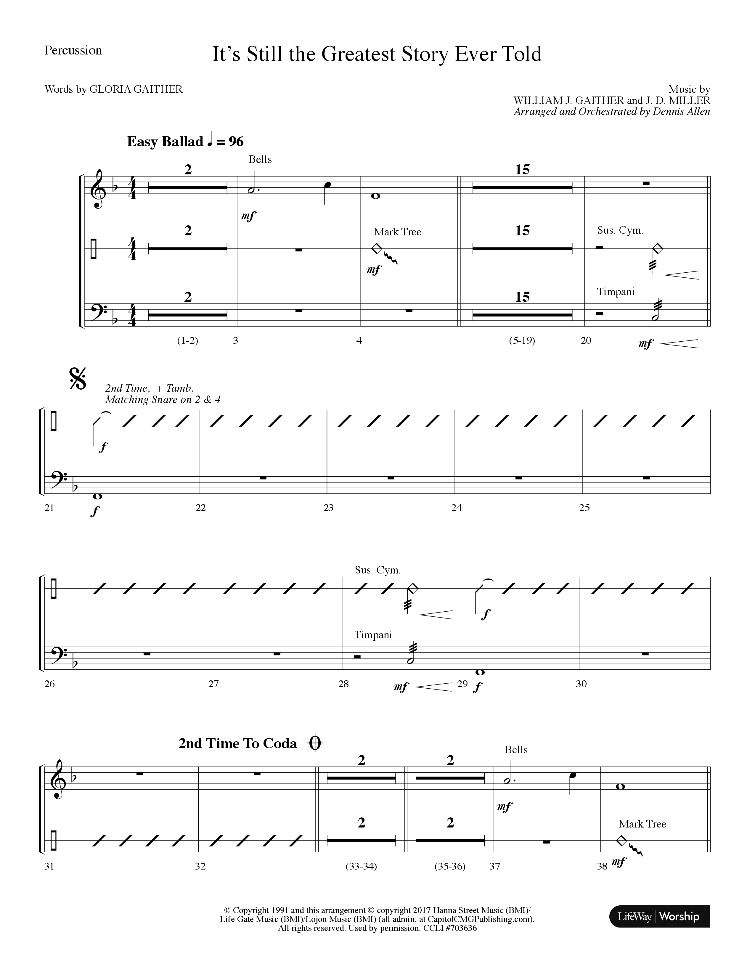It's Still The Greatest Story Ever Told (Choral Anthem SATB) Percussion (Lifeway Choral / Arr. Dennis Allen)