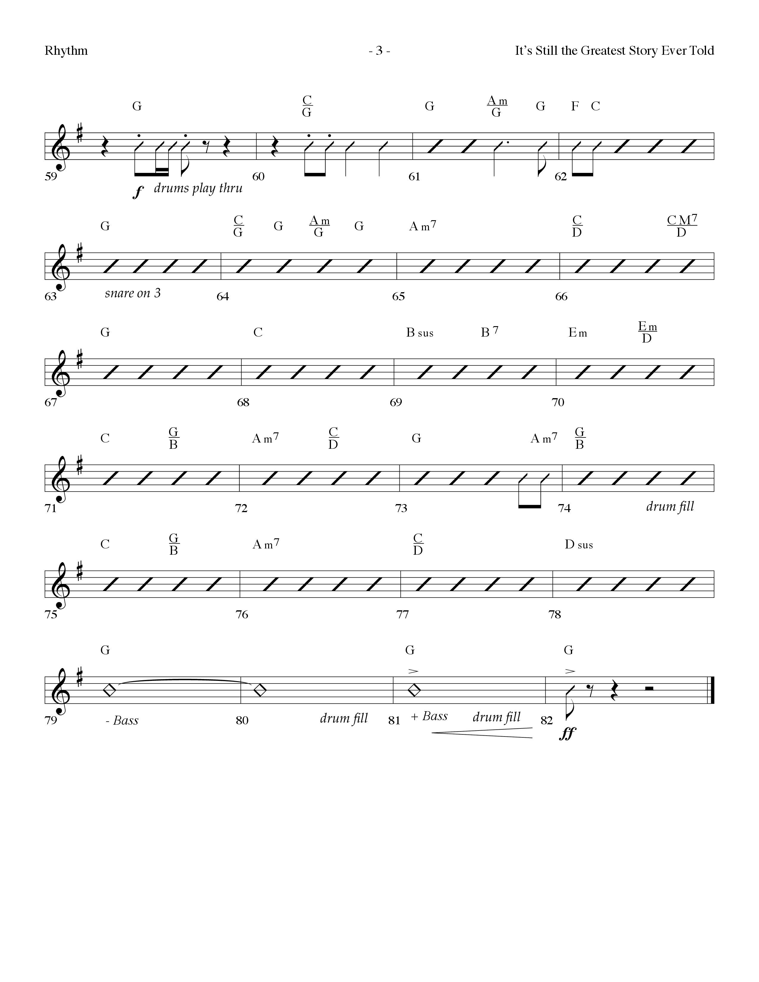 It's Still The Greatest Story Ever Told (Choral Anthem SATB) Rhythm Chart (Lifeway Choral / Arr. Dennis Allen)