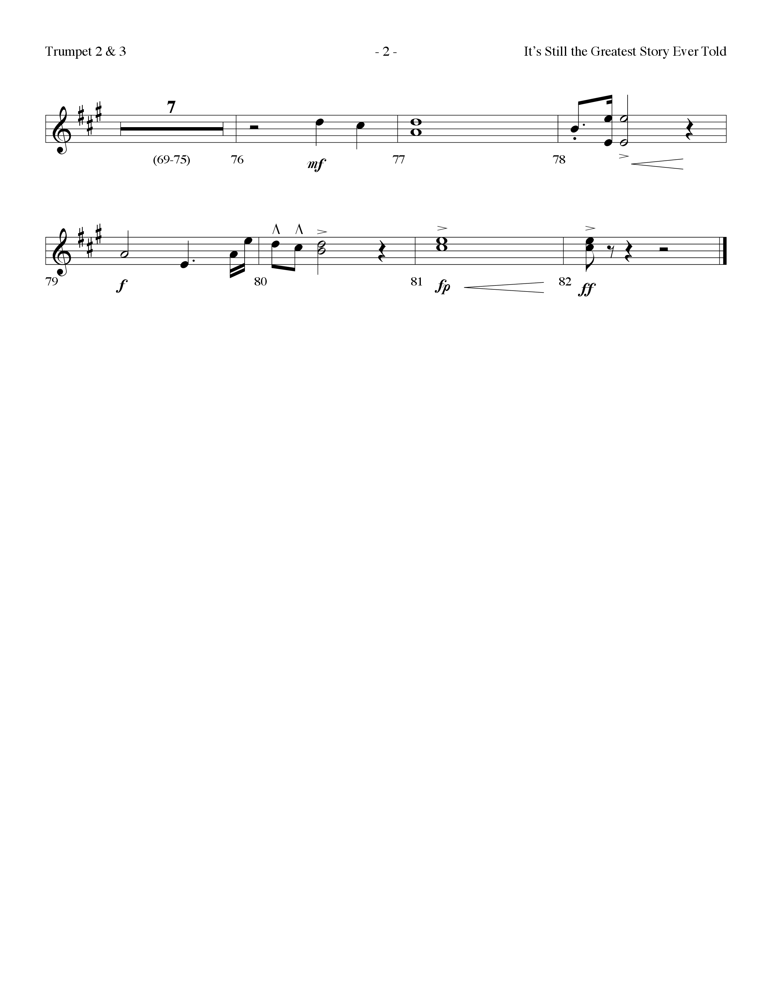 It's Still The Greatest Story Ever Told (Choral Anthem SATB) Trumpet 2/3 (Lifeway Choral / Arr. Dennis Allen)