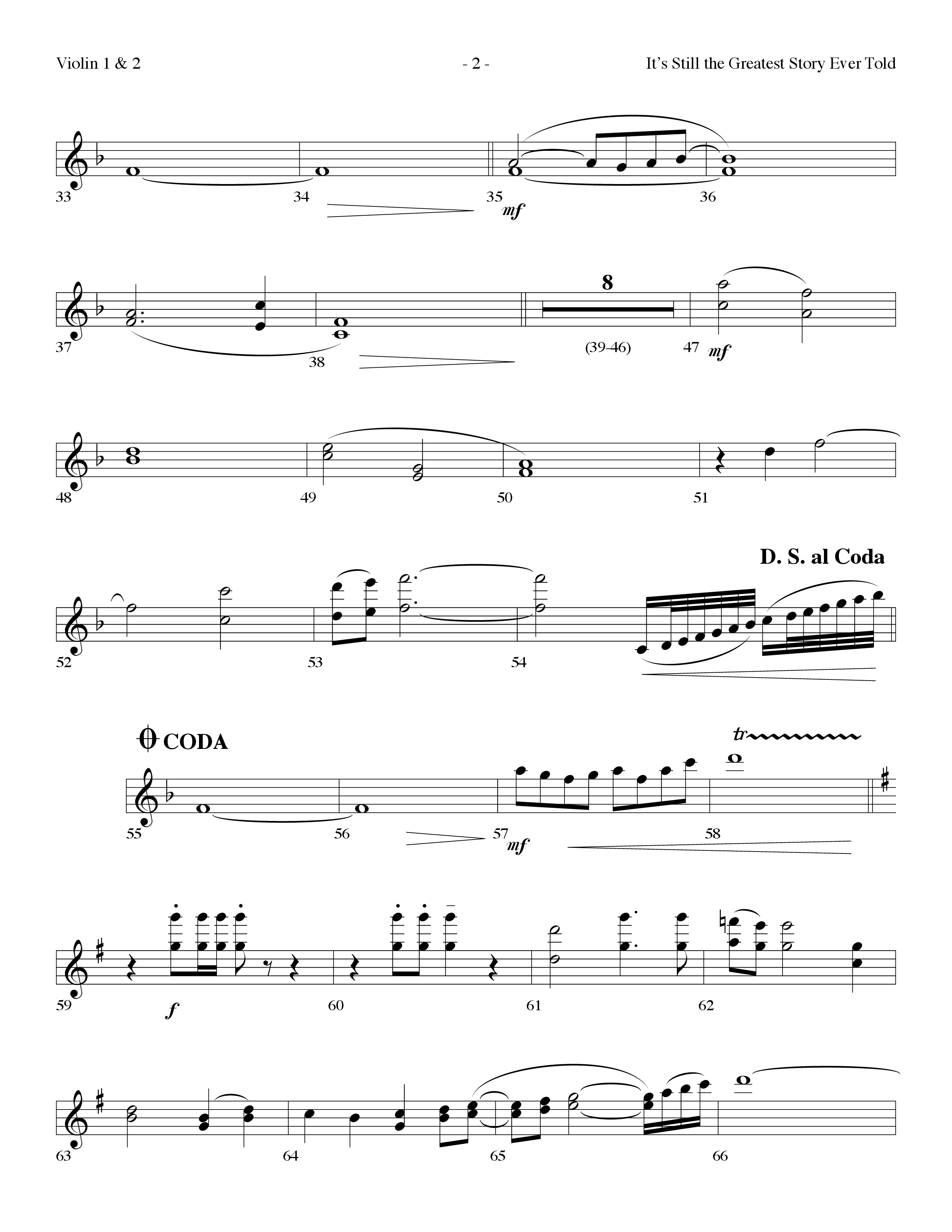 It's Still The Greatest Story Ever Told (Choral Anthem SATB) Violin 1/2 (Lifeway Choral / Arr. Dennis Allen)