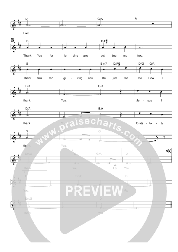 Thank You Lord Lead Sheet (SAT) (Hillsong Worship)