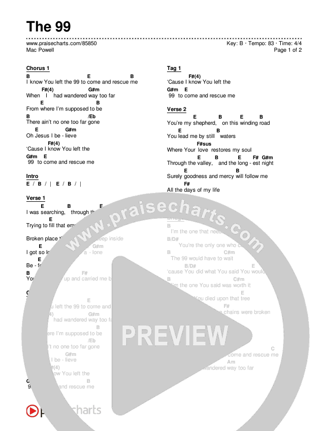 The 99 Chords & Lyrics (Mac Powell)