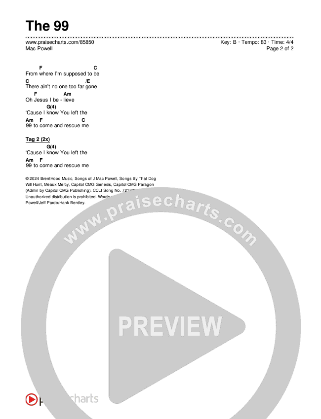 The 99 Chords & Lyrics (Mac Powell)