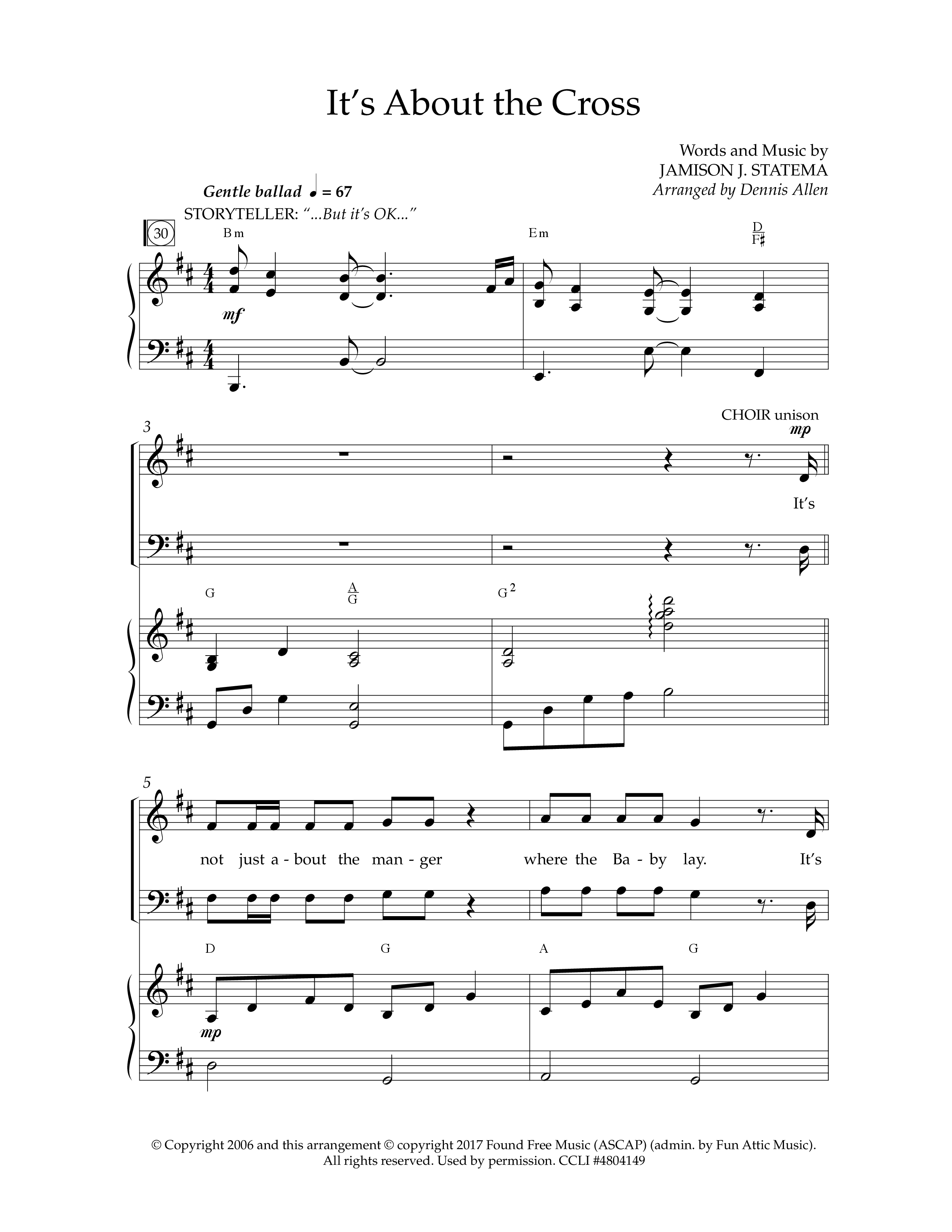 It's About The Cross (Choral Anthem SATB) Anthem (SATB/Piano) (Lifeway Choral / Arr. Dennis Allen)