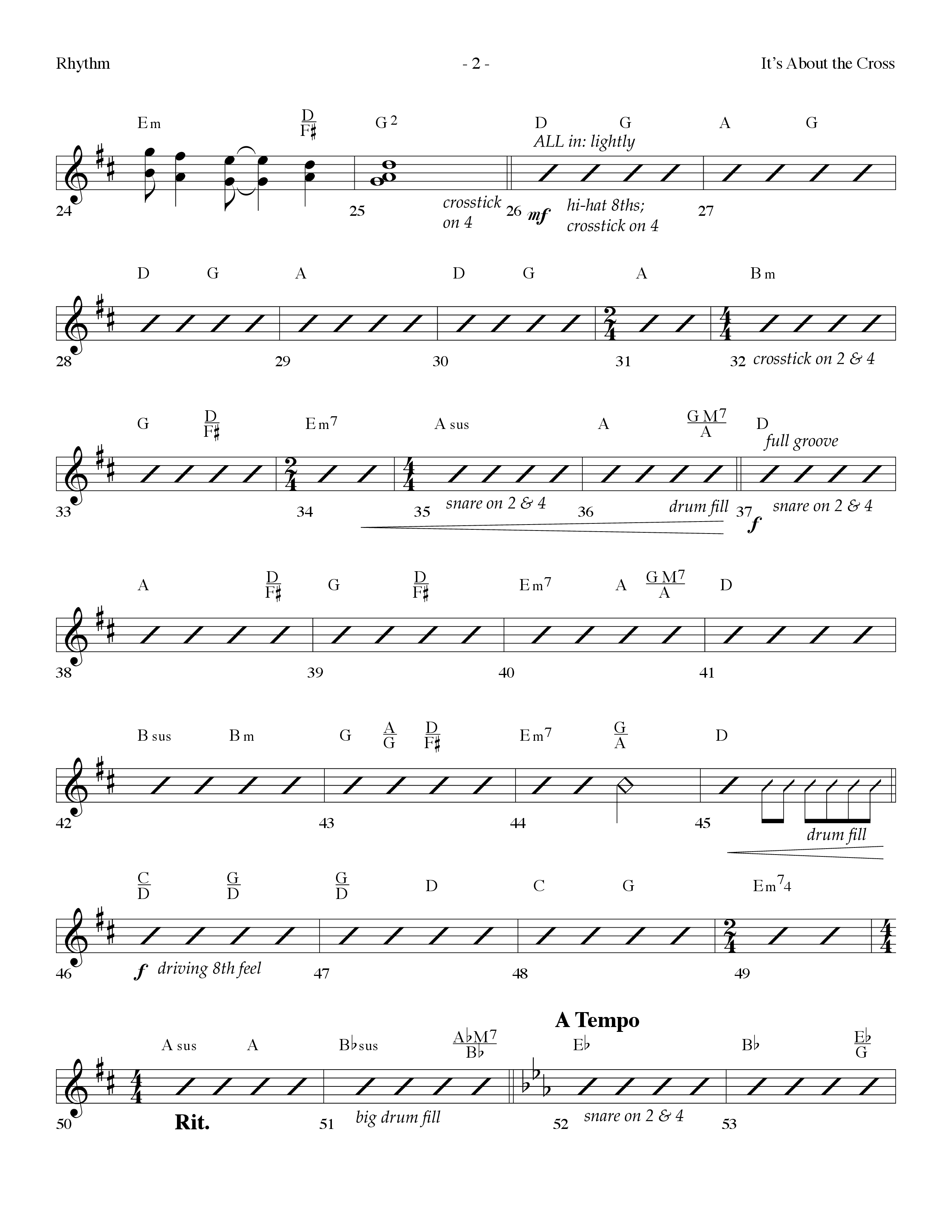 It's About The Cross (Choral Anthem SATB) Rhythm Chart (Lifeway Choral / Arr. Dennis Allen)