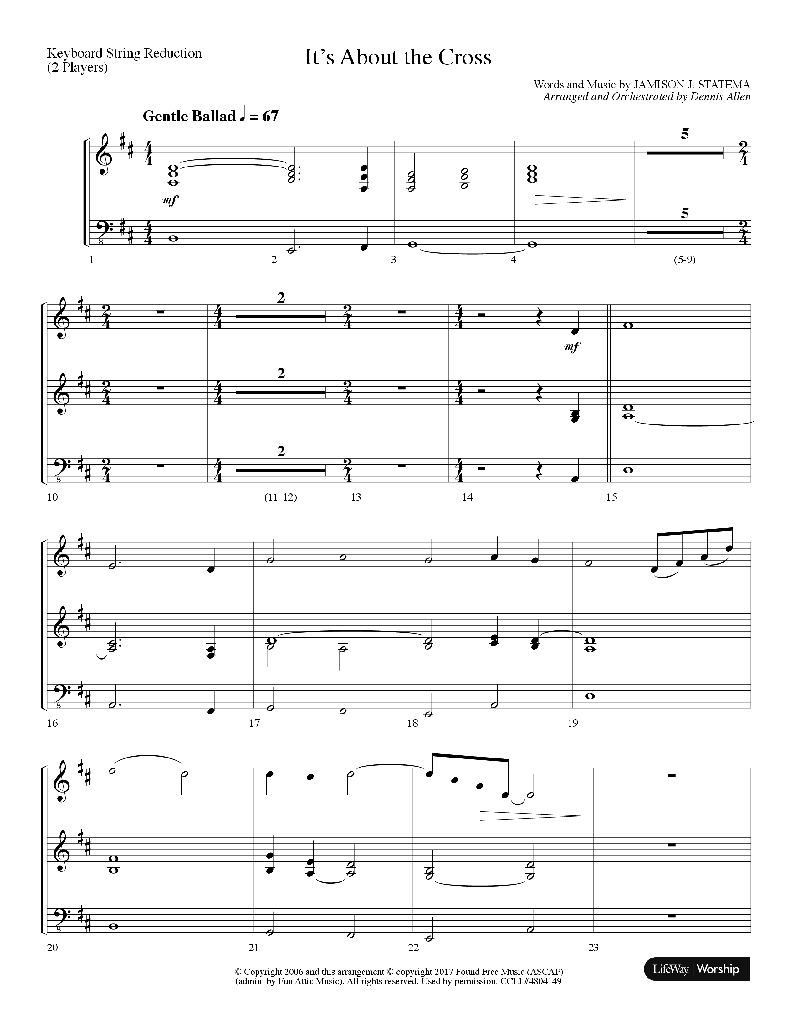 It's About The Cross (Choral Anthem SATB) String Reduction (Lifeway Choral / Arr. Dennis Allen)