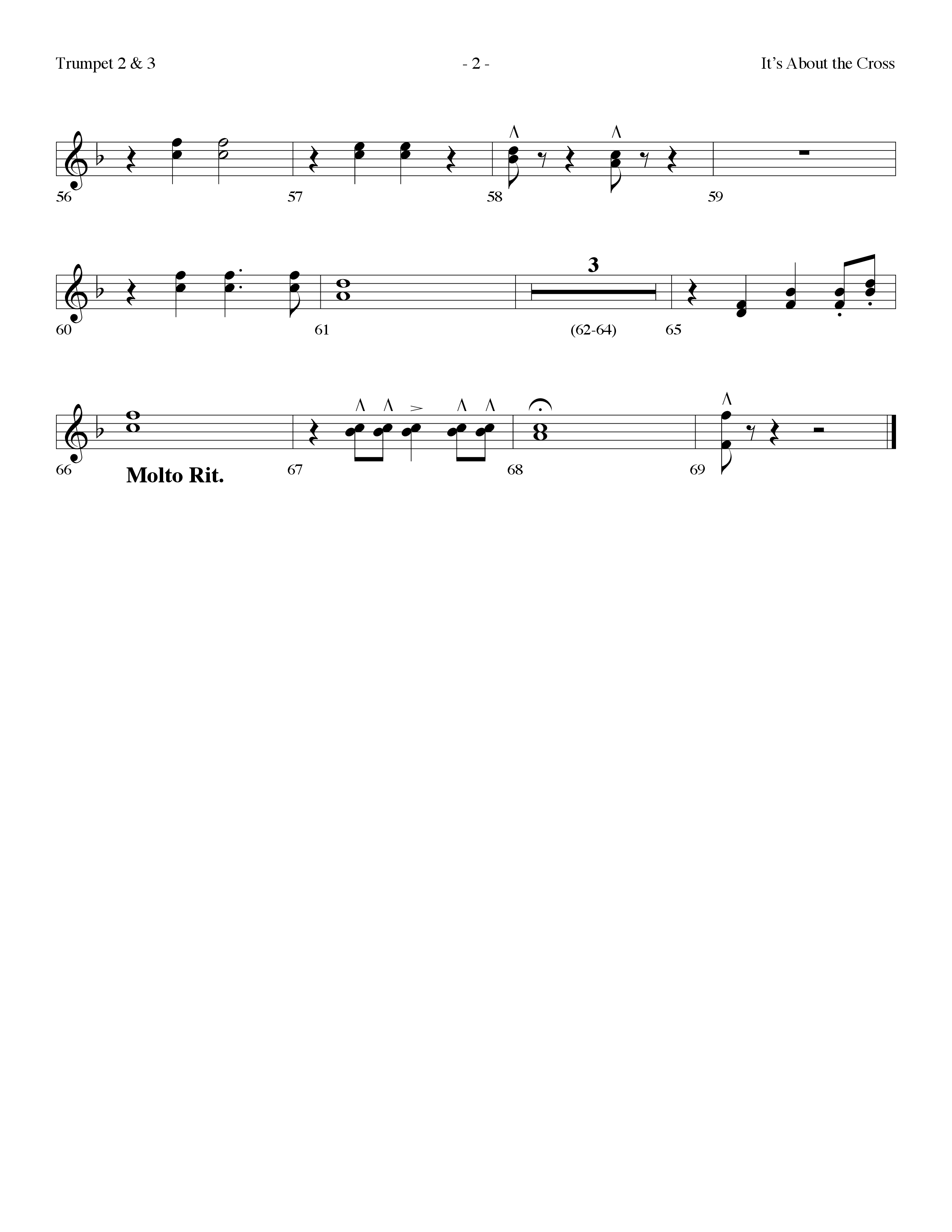 It's About The Cross (Choral Anthem SATB) Trumpet 2/3 (Lifeway Choral / Arr. Dennis Allen)