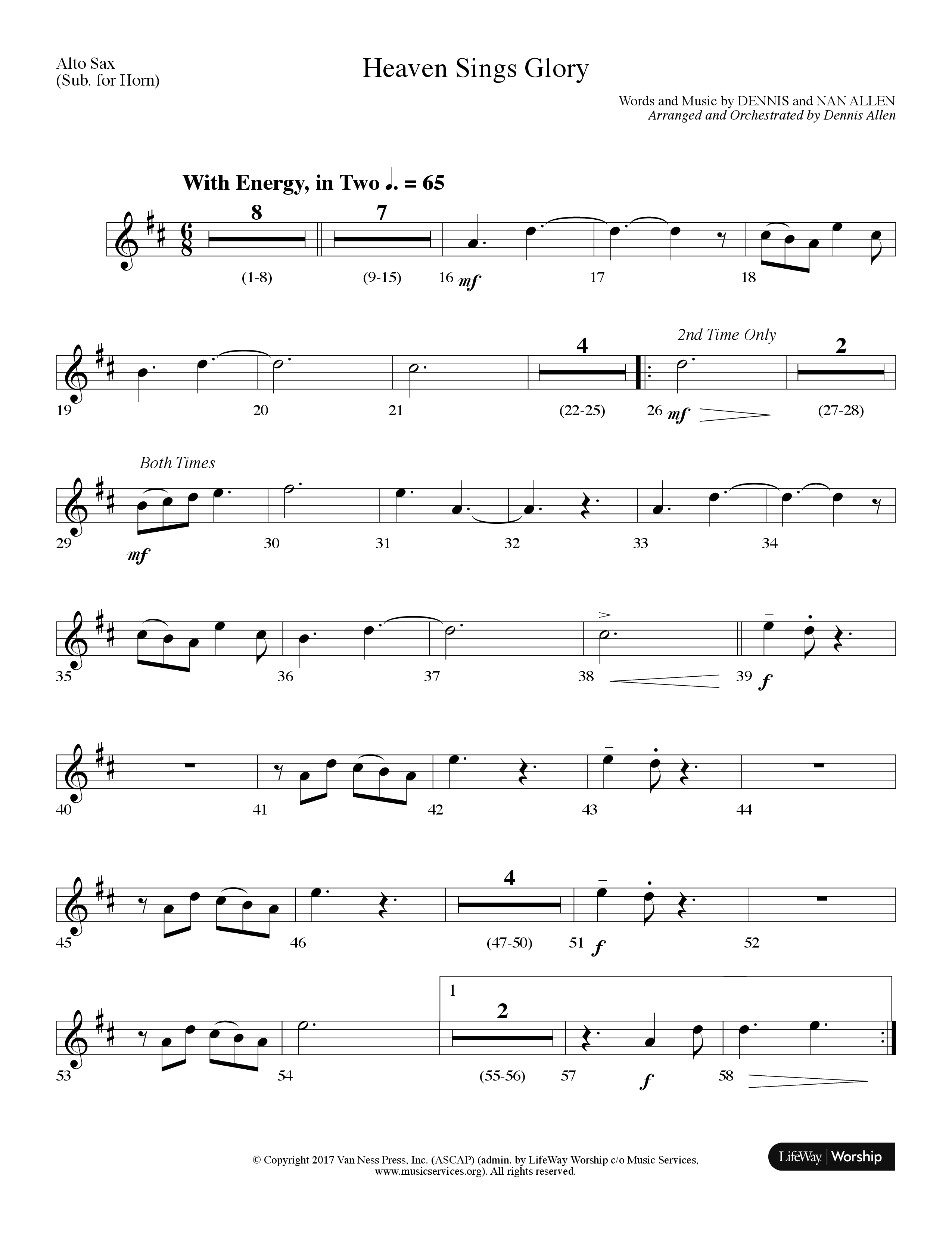 Heaven Sings Glory (Choral Anthem SATB) Alto Sax (Lifeway Choral / Arr. Dennis Allen)