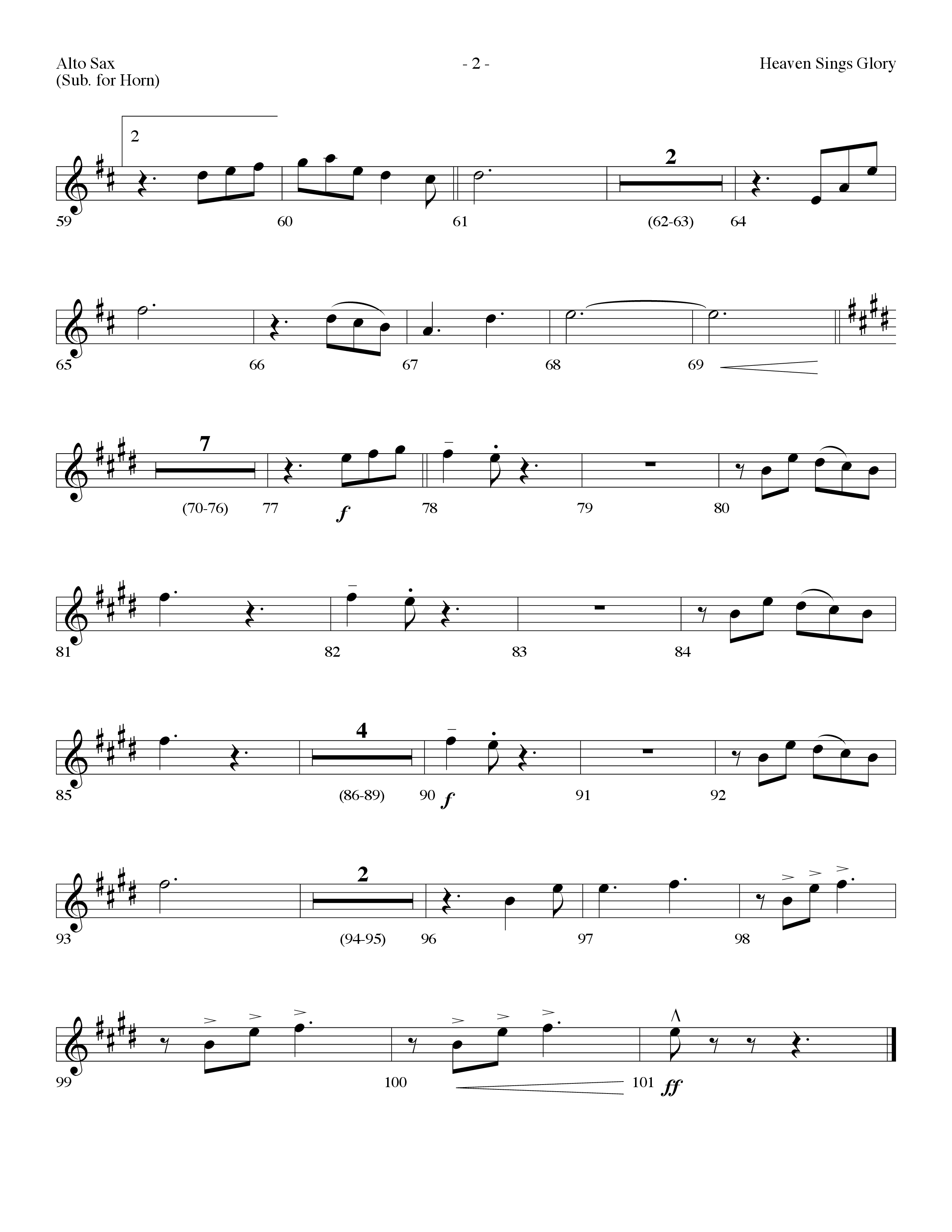 Heaven Sings Glory (Choral Anthem SATB) Alto Sax (Lifeway Choral / Arr. Dennis Allen)