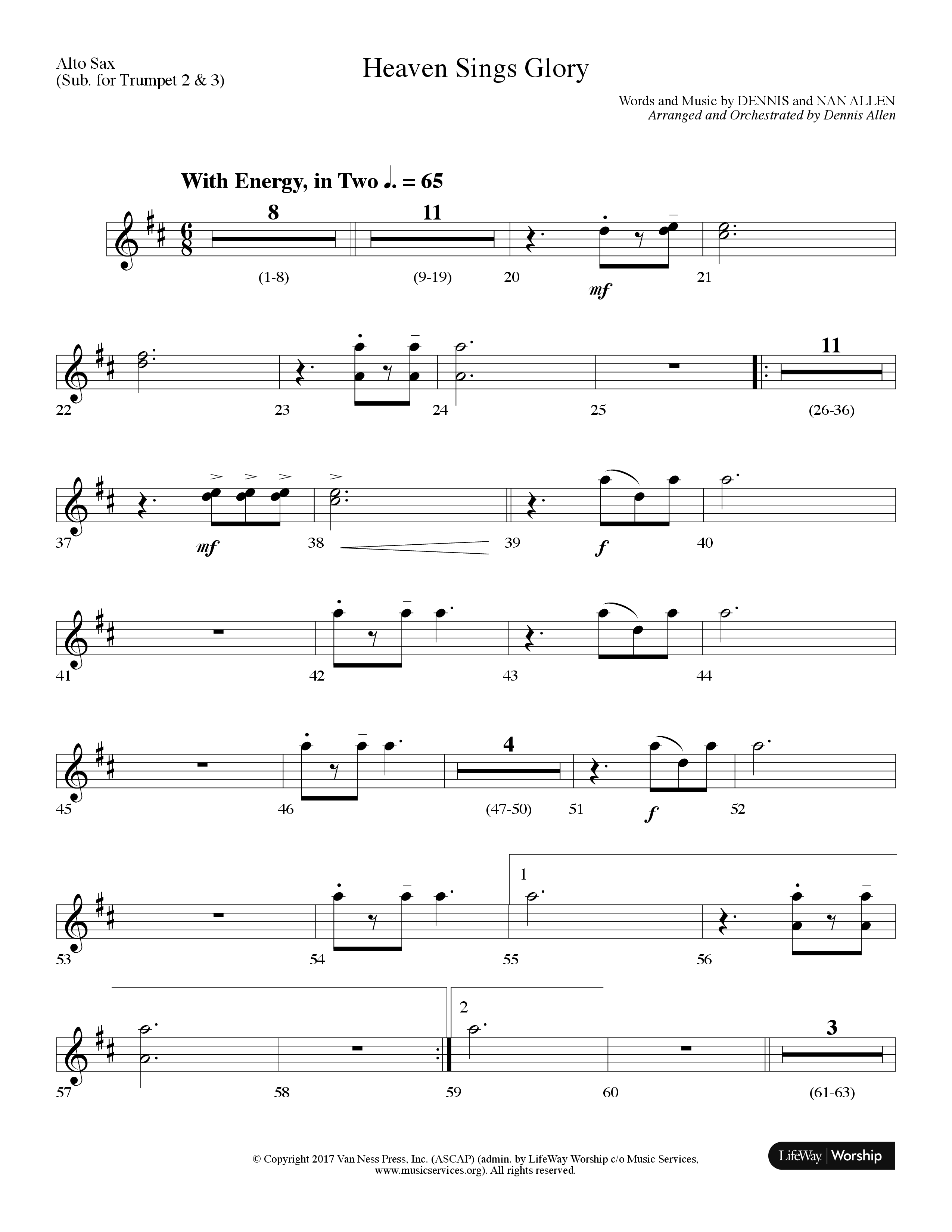 Heaven Sings Glory (Choral Anthem SATB) Alto Sax (Lifeway Choral / Arr. Dennis Allen)