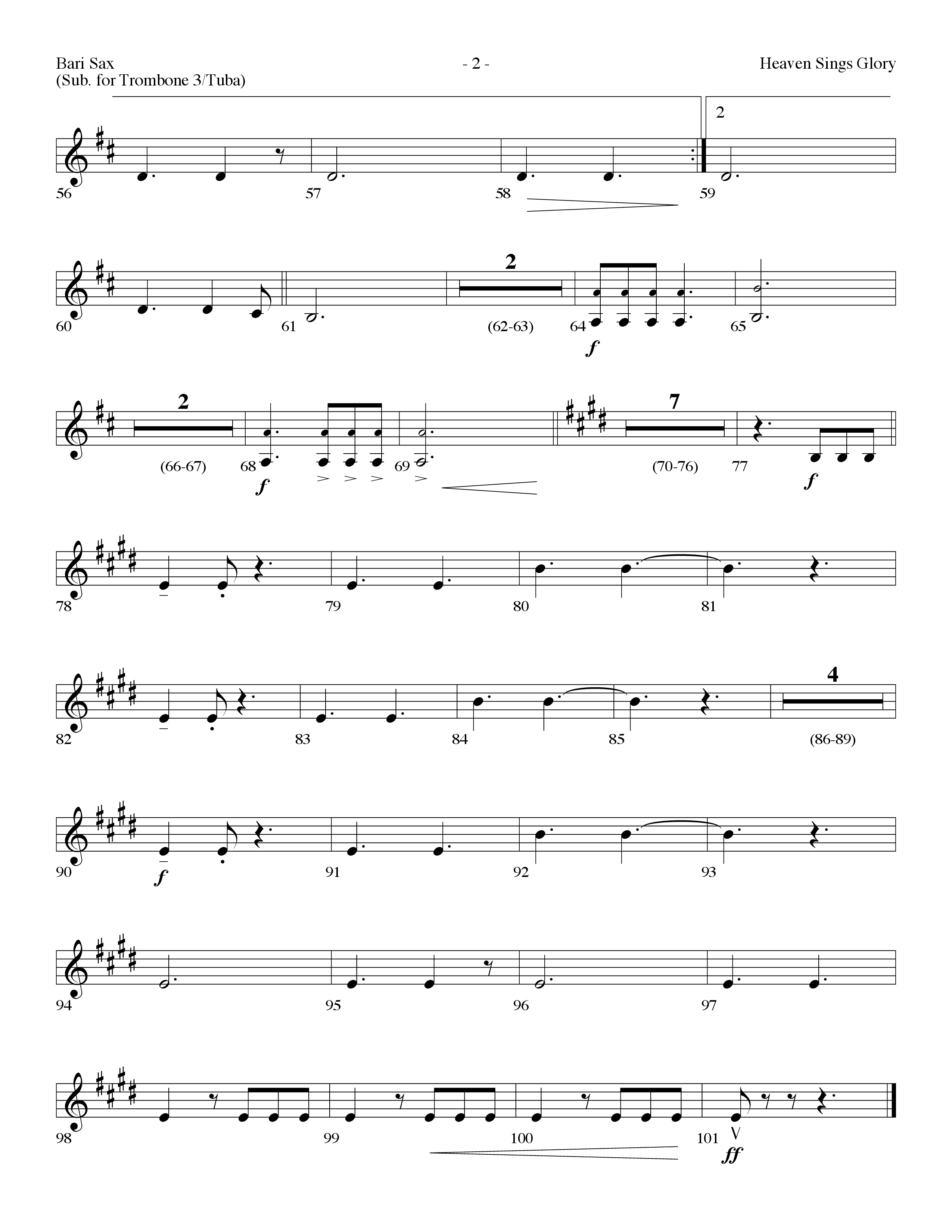 Heaven Sings Glory (Choral Anthem SATB) Bari Sax (Lifeway Choral / Arr. Dennis Allen)