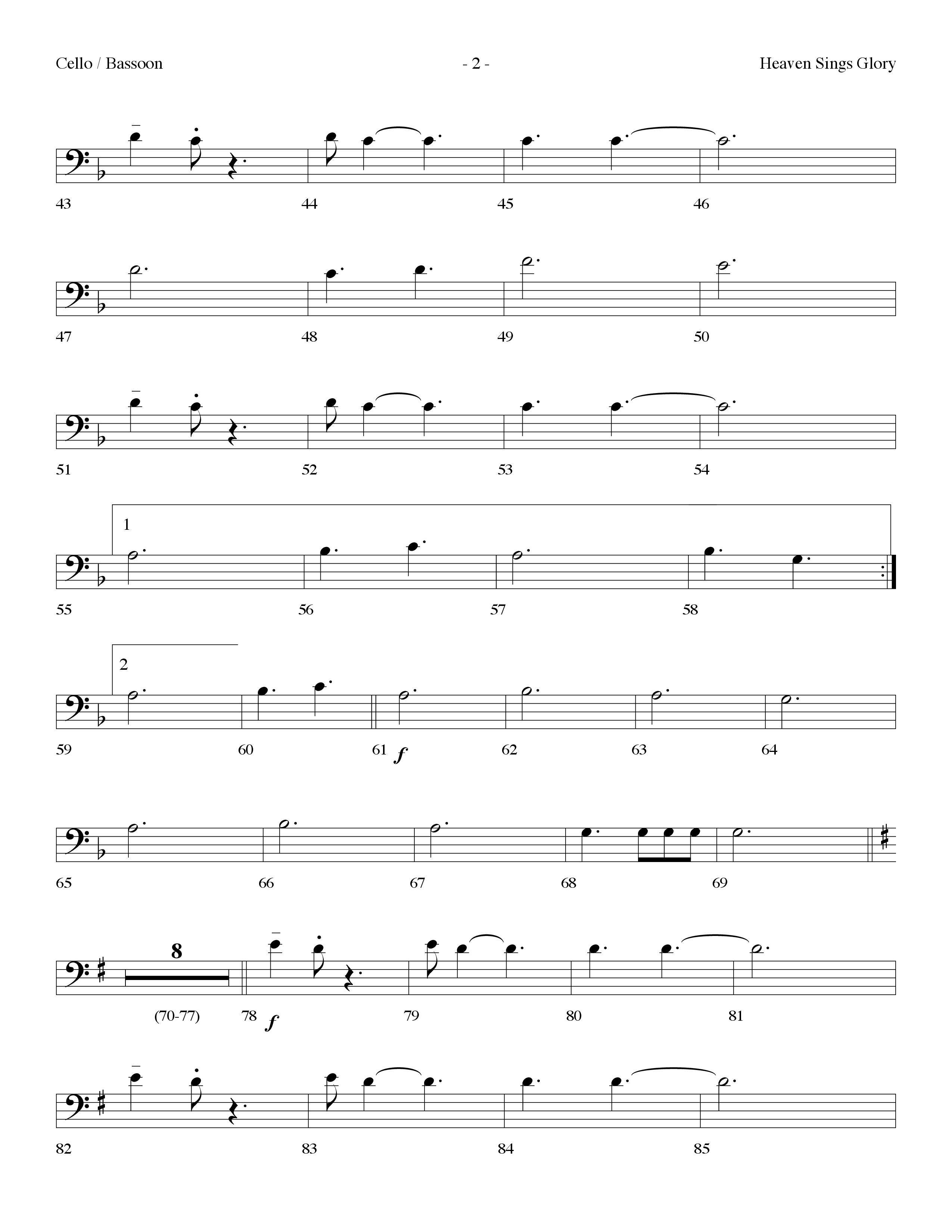 Heaven Sings Glory (Choral Anthem SATB) Cello (Lifeway Choral / Arr. Dennis Allen)