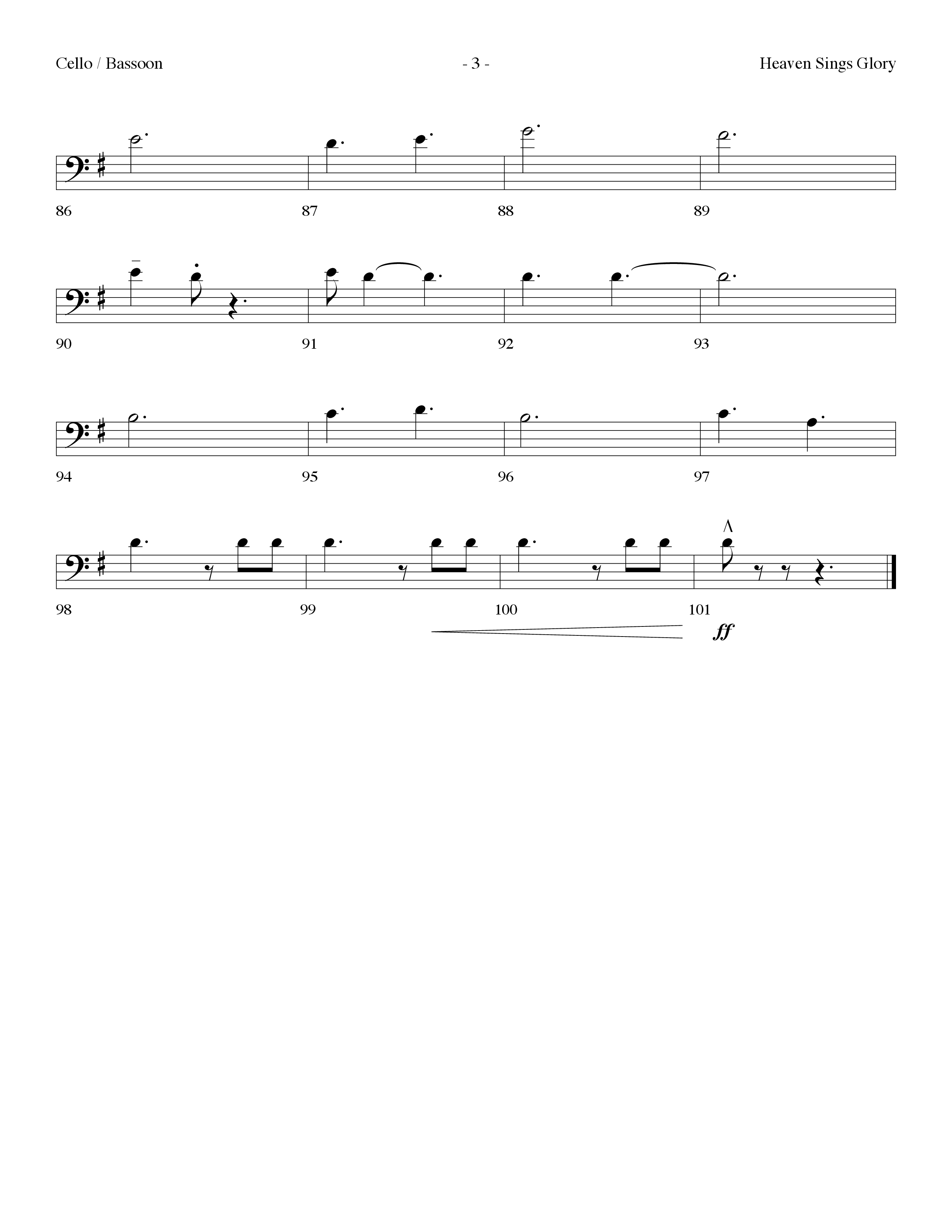 Heaven Sings Glory (Choral Anthem SATB) Cello (Lifeway Choral / Arr. Dennis Allen)