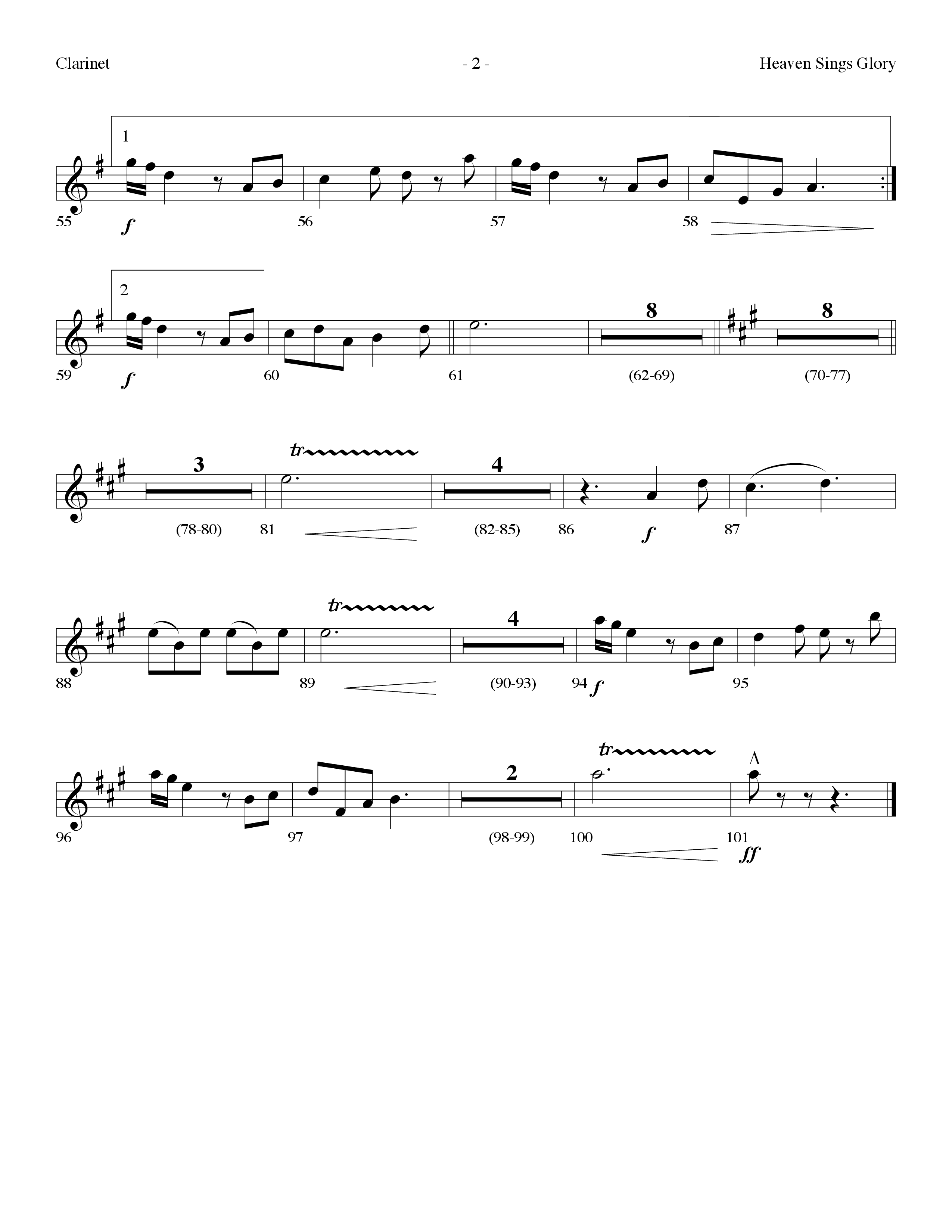 Heaven Sings Glory (Choral Anthem SATB) Clarinet (Lifeway Choral / Arr. Dennis Allen)