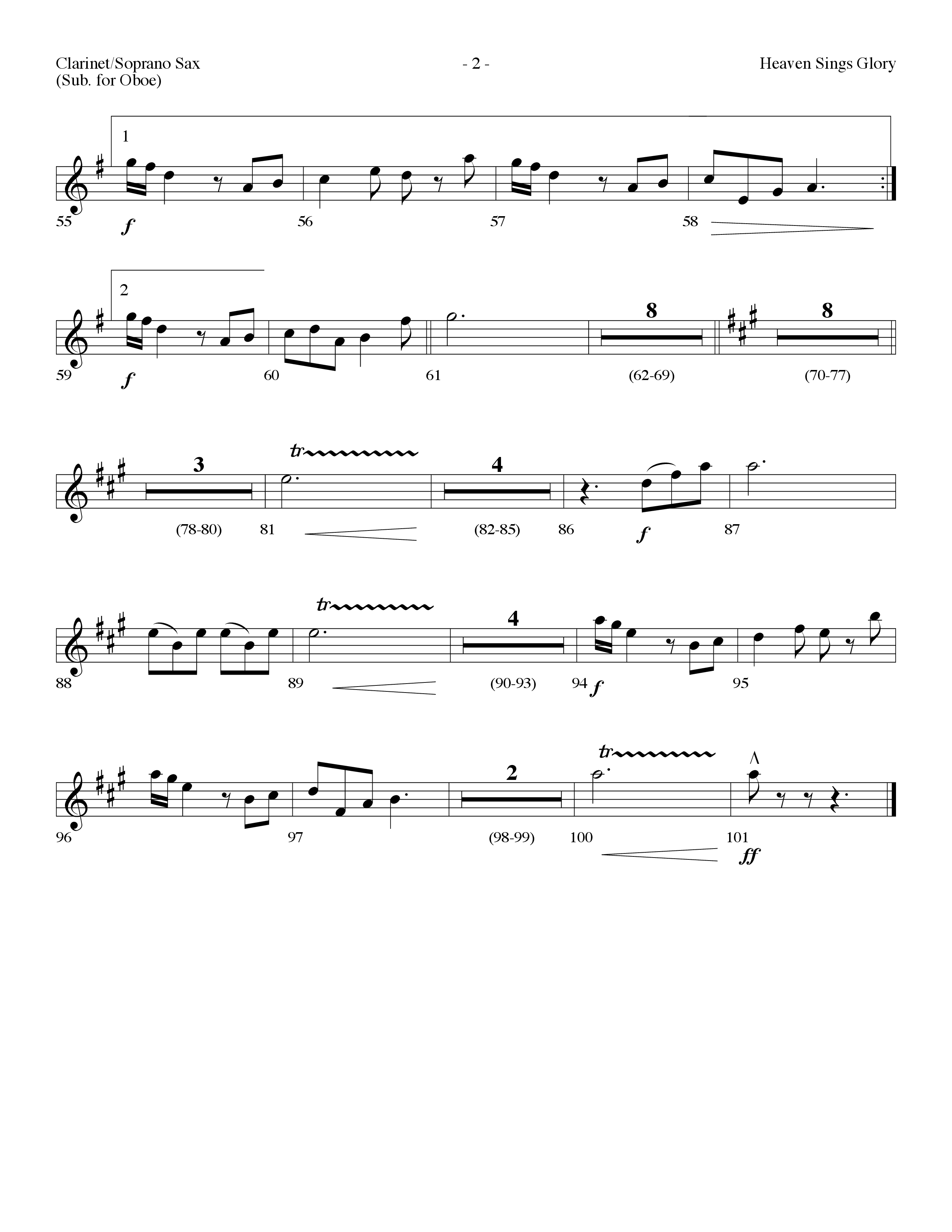 Heaven Sings Glory (Choral Anthem SATB) Clarinet/Soprano Sax (Lifeway Choral / Arr. Dennis Allen)