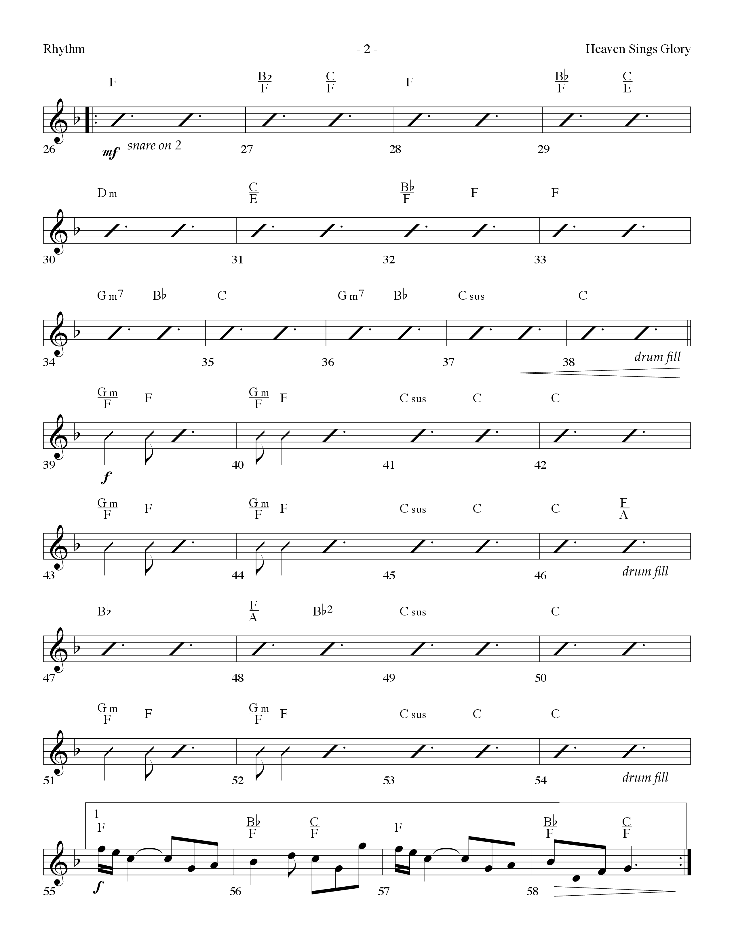 Heaven Sings Glory (Choral Anthem SATB) Rhythm Chart (Lifeway Choral / Arr. Dennis Allen)