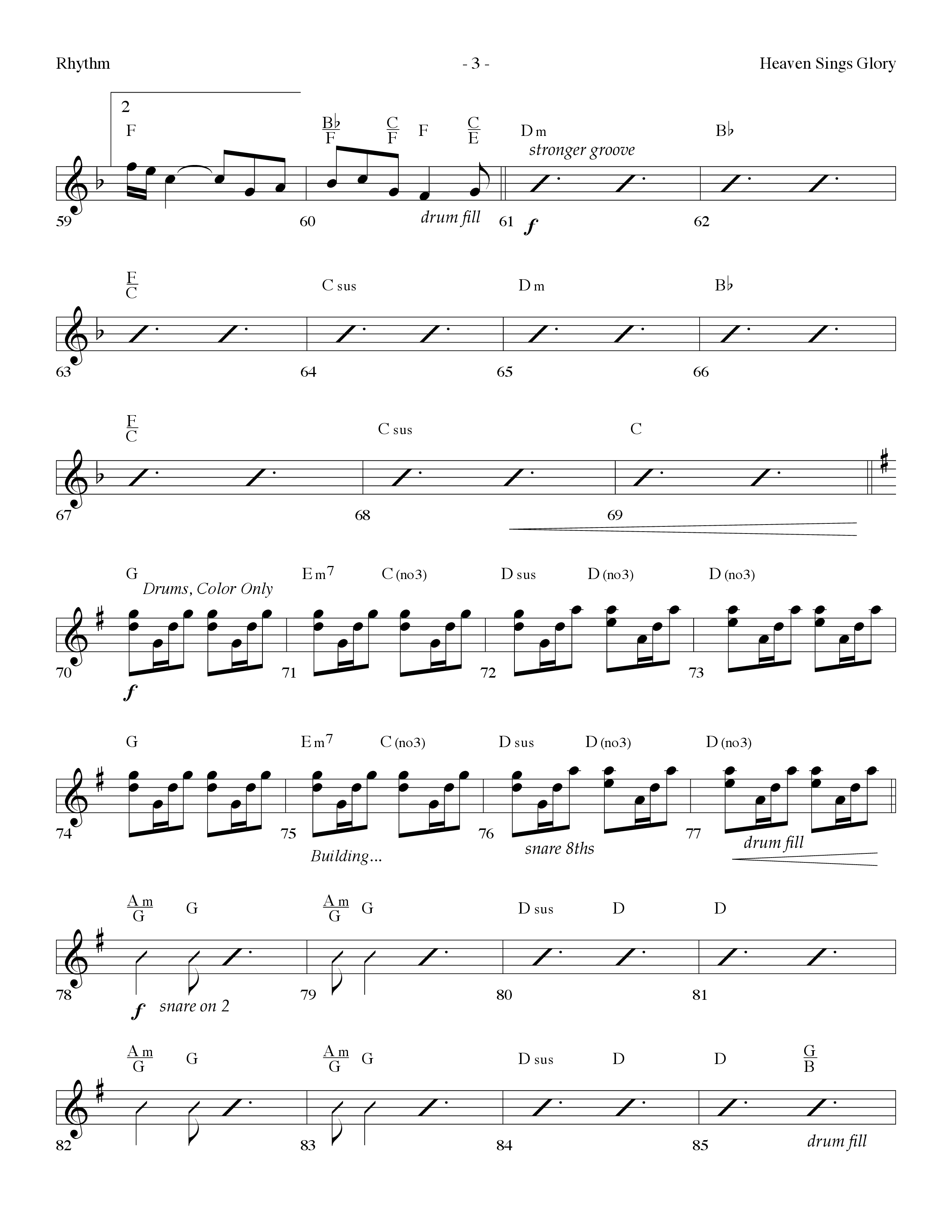 Heaven Sings Glory (Choral Anthem SATB) Rhythm Chart (Lifeway Choral / Arr. Dennis Allen)