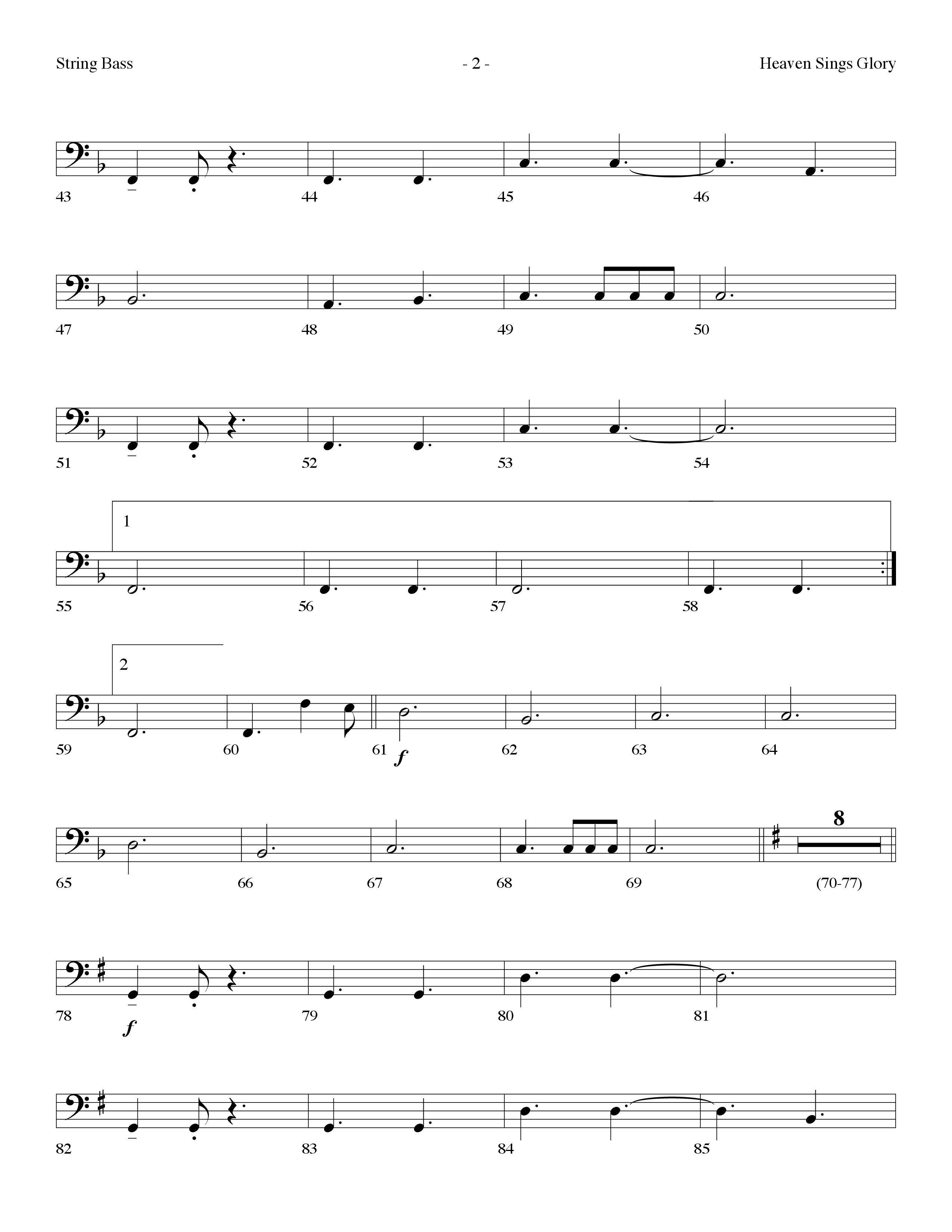 Heaven Sings Glory (Choral Anthem SATB) String Bass (Lifeway Choral / Arr. Dennis Allen)