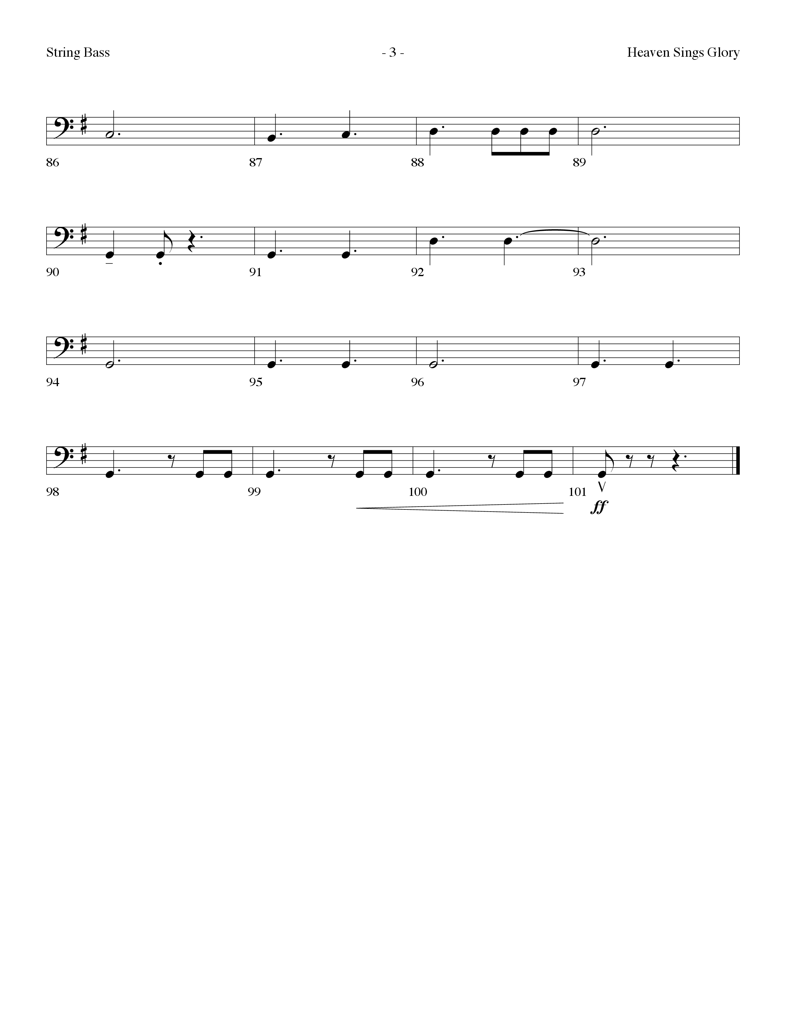 Heaven Sings Glory (Choral Anthem SATB) String Bass (Lifeway Choral / Arr. Dennis Allen)
