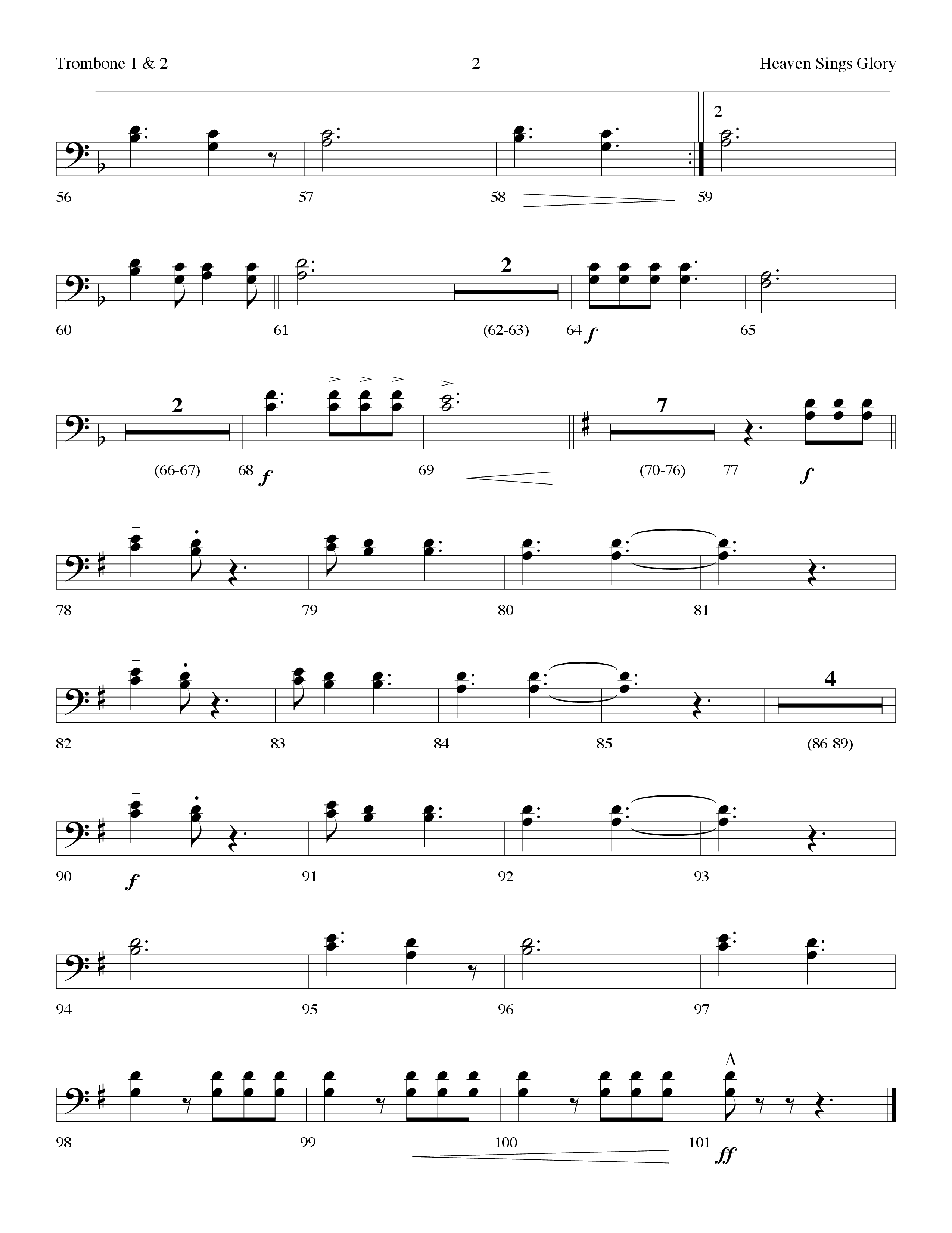 Heaven Sings Glory (Choral Anthem SATB) Trombone 1/2 (Lifeway Choral / Arr. Dennis Allen)