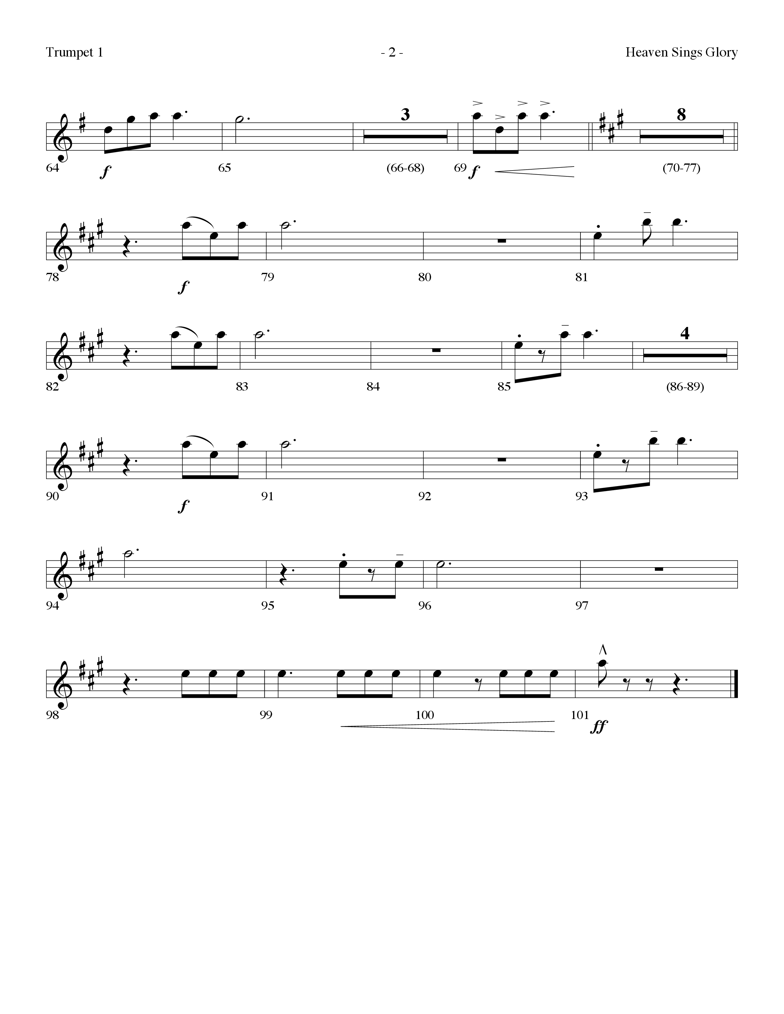 Heaven Sings Glory (Choral Anthem SATB) Trumpet 1 (Lifeway Choral / Arr. Dennis Allen)