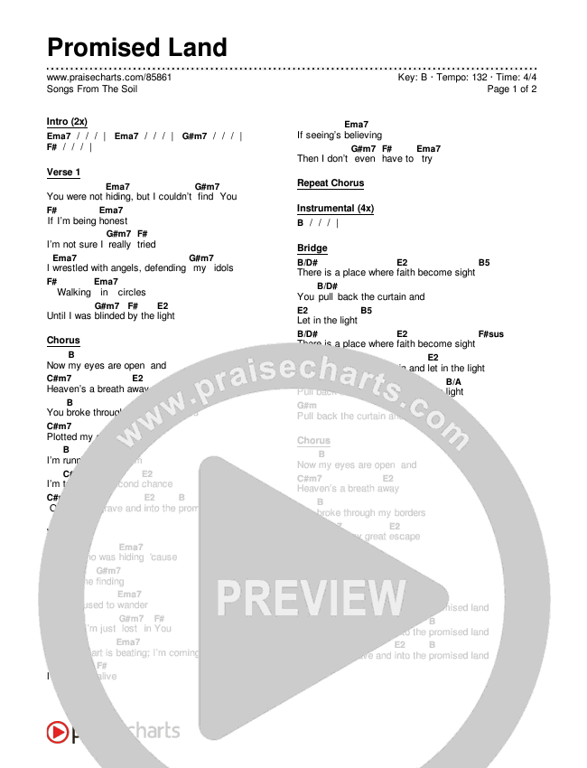 Promised Land Chord Chart (Songs From The Soil)