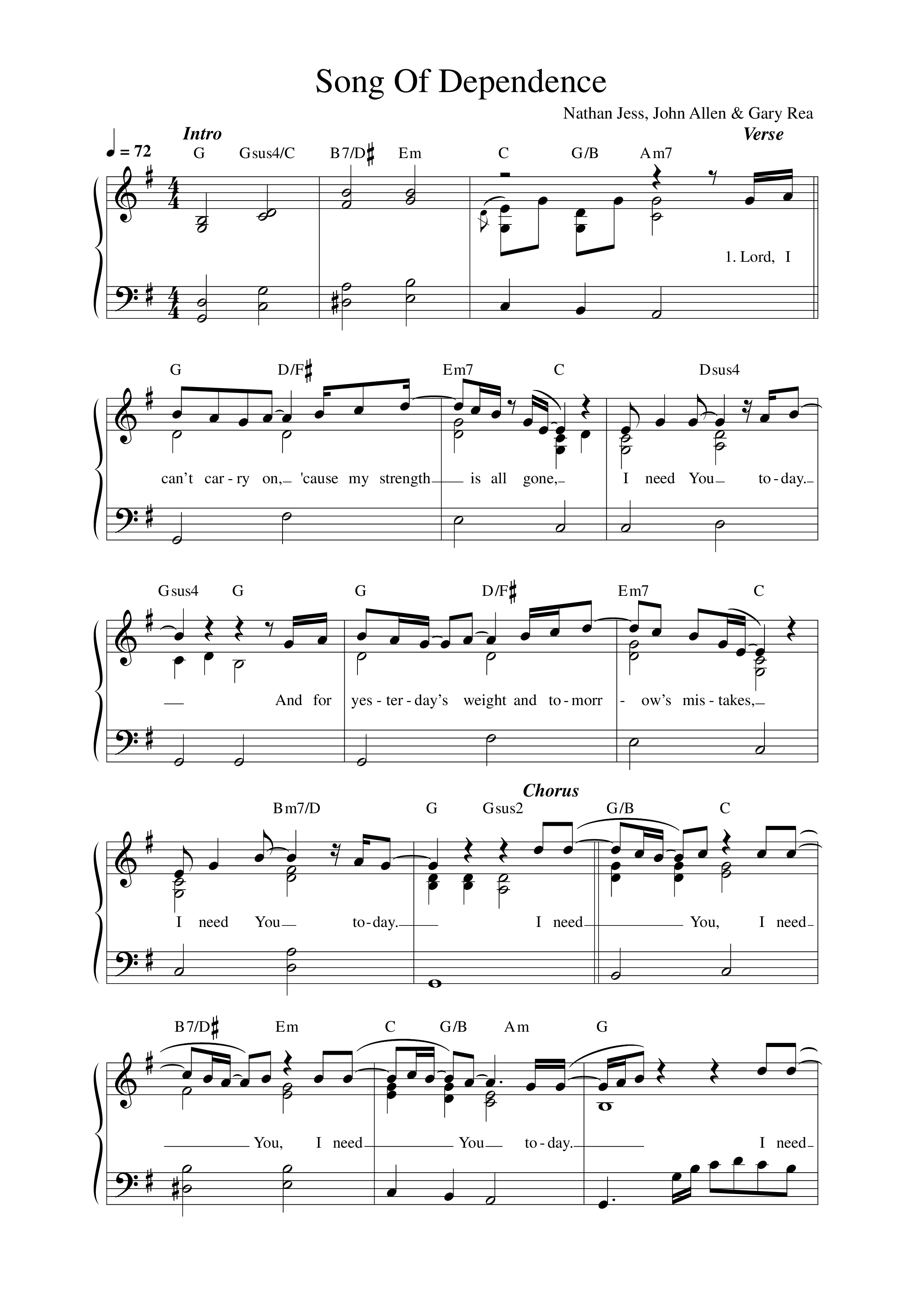 Song Of Dependence Lead Sheet Melody (Songs From The Soil)