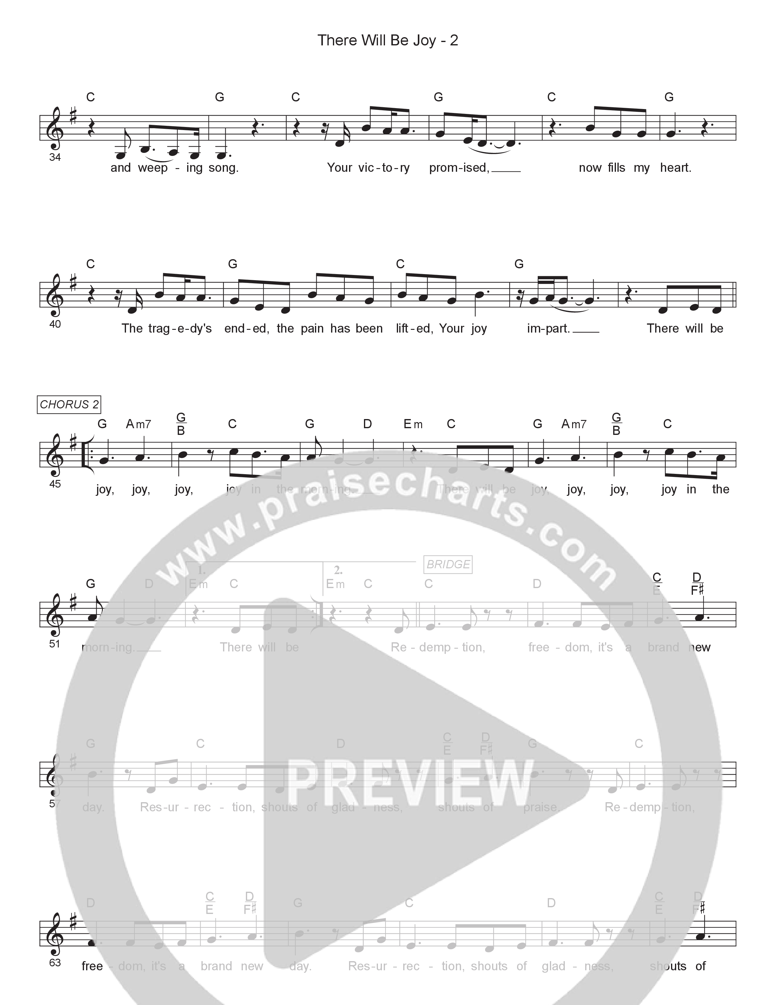 There Will Be Joy Lead Sheet Melody (11:21 Worship)