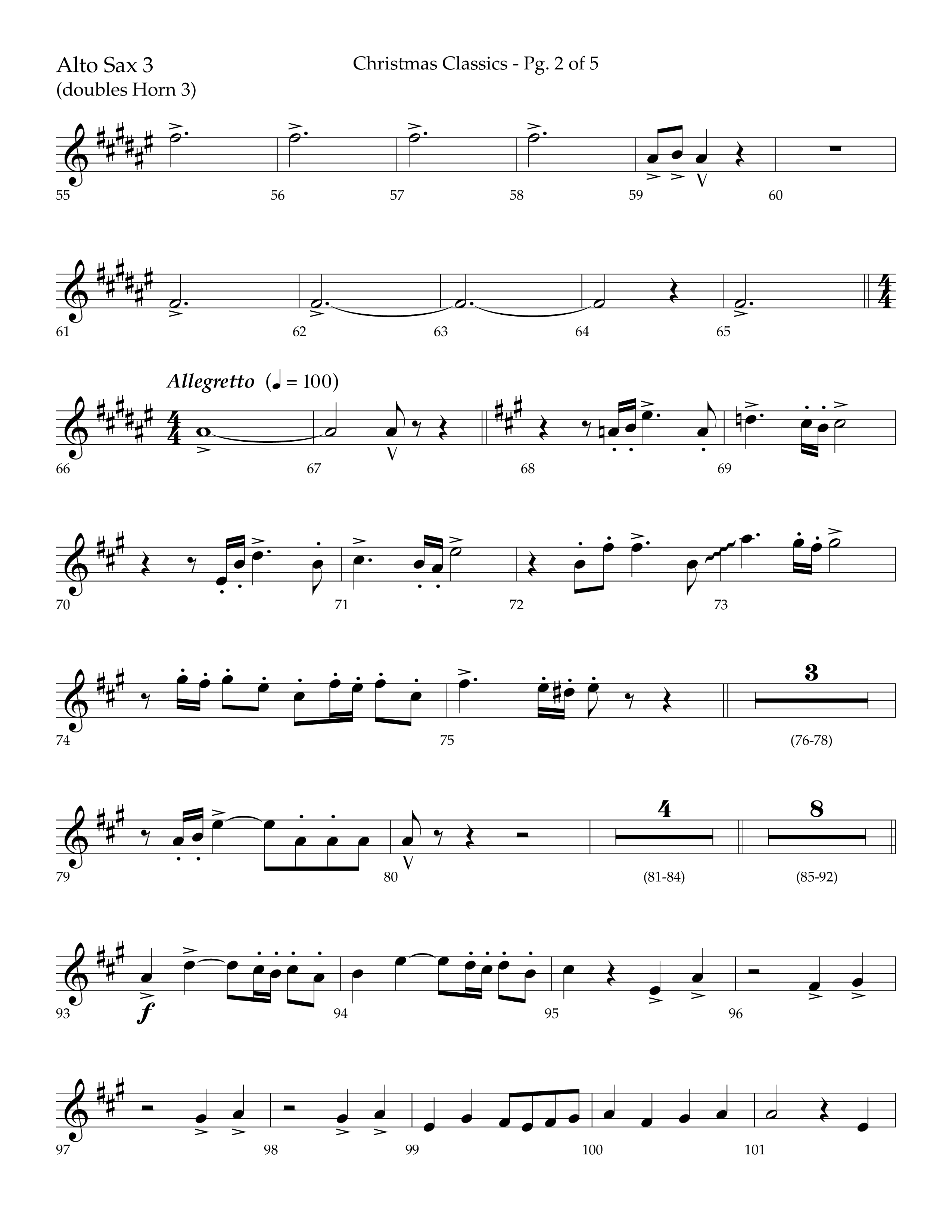 Christmas Classic (Choral Anthem SATB) Alto Sax (Lifeway Choral / Arr. Bradley Knight)