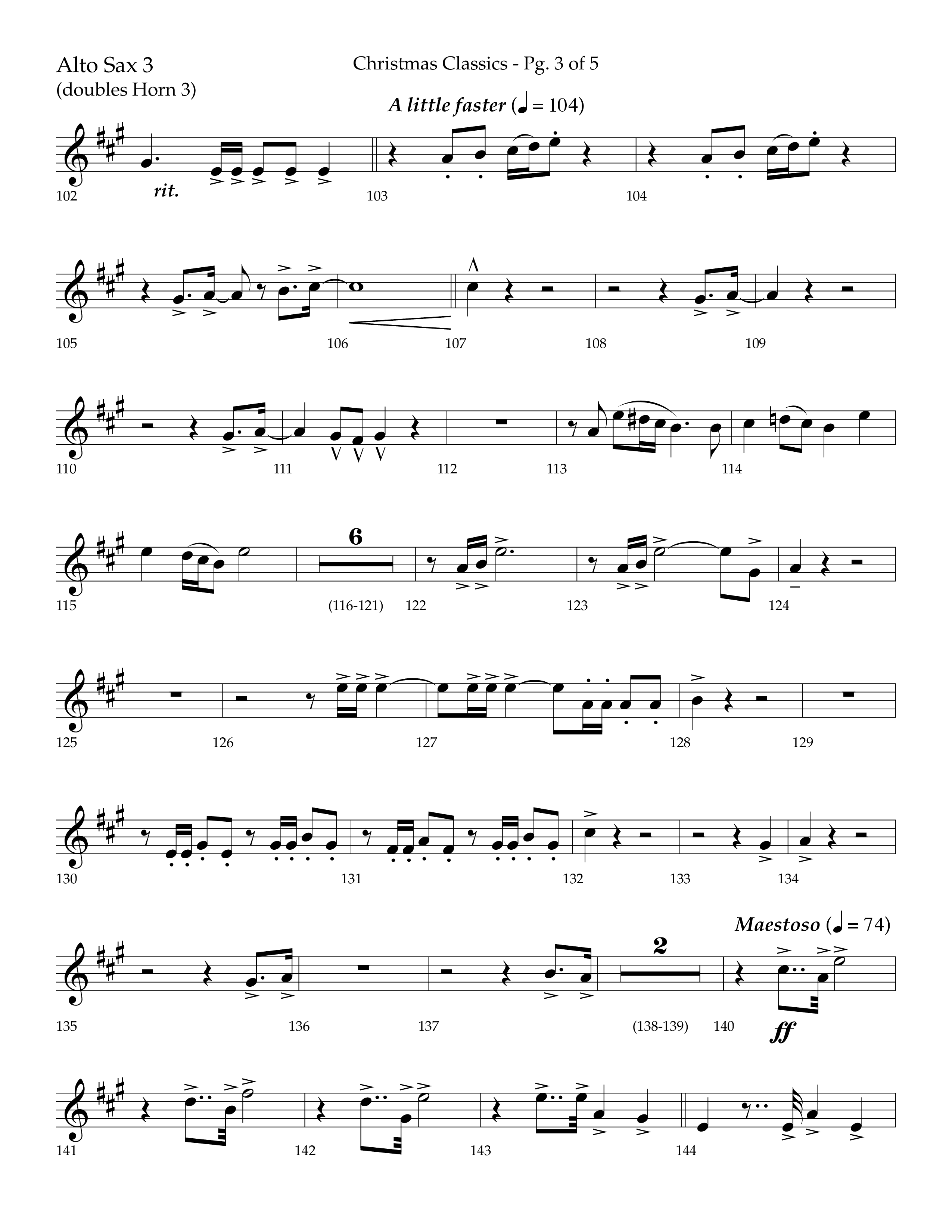 Christmas Classic (Choral Anthem SATB) Alto Sax (Lifeway Choral / Arr. Bradley Knight)
