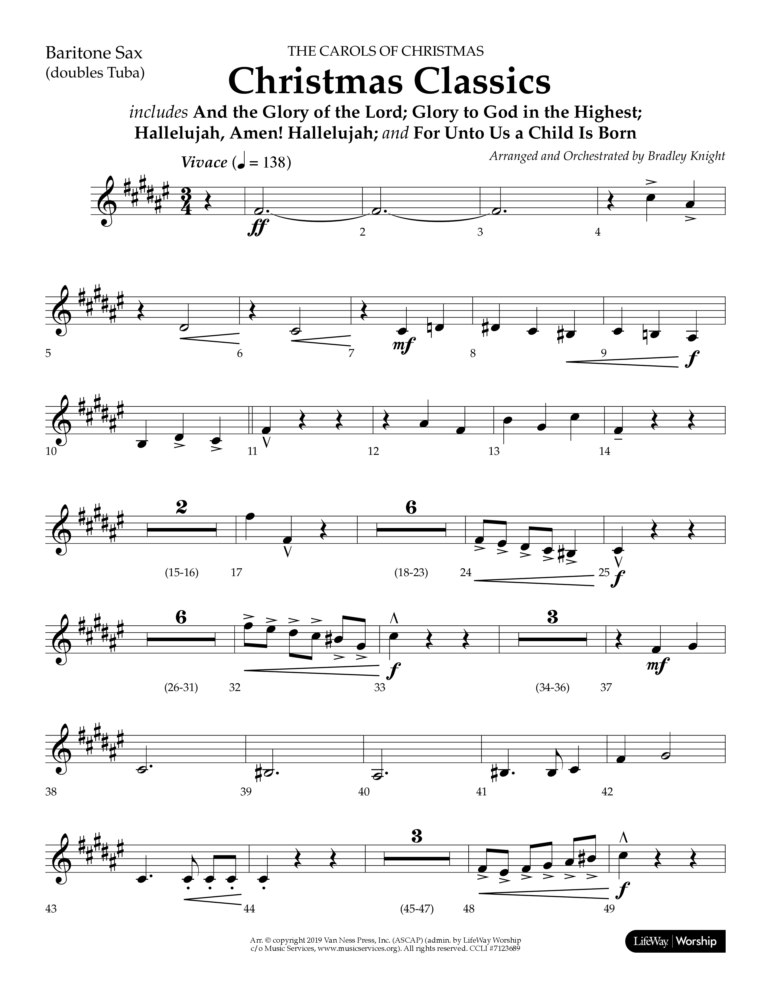 Christmas Classic (Choral Anthem SATB) Bari Sax (Lifeway Choral / Arr. Bradley Knight)