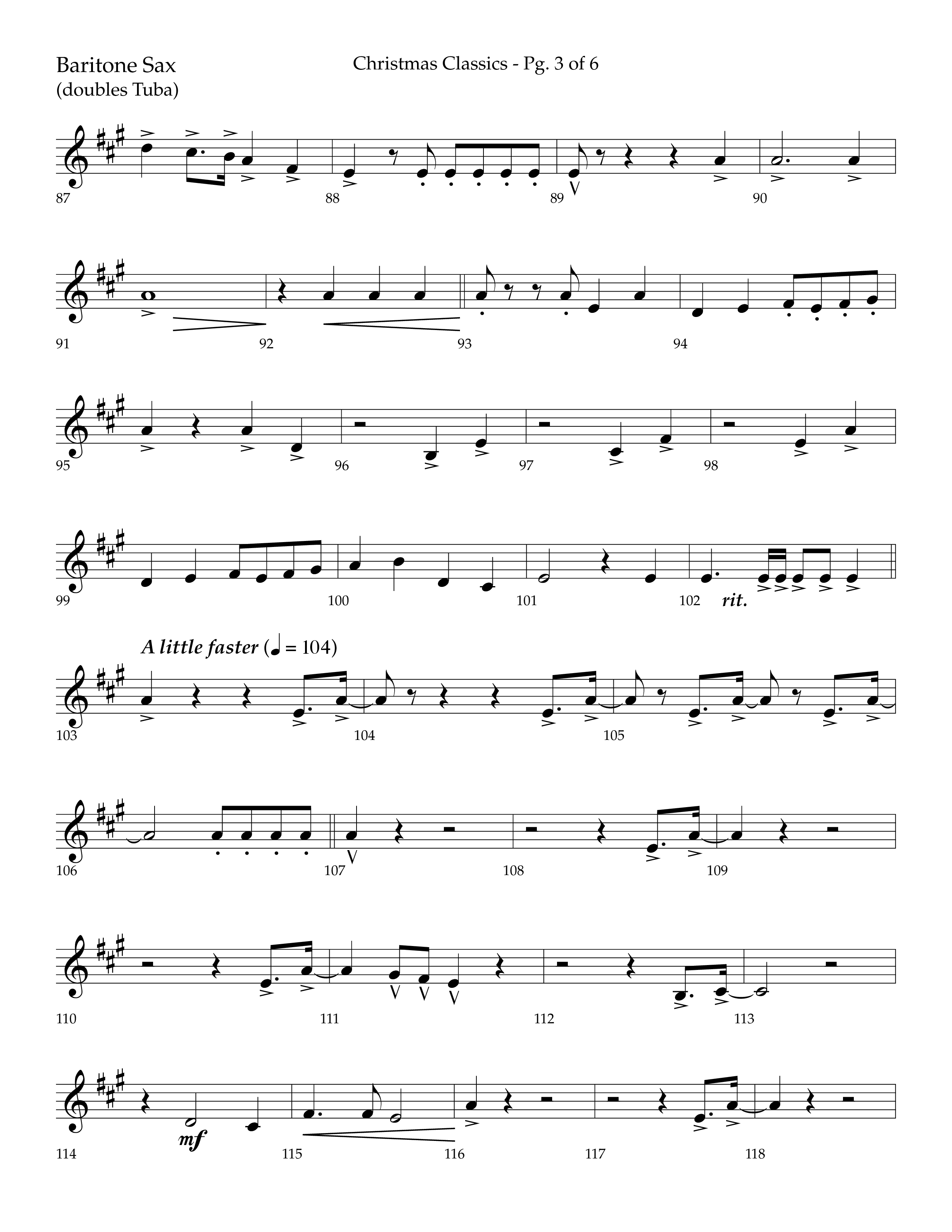 Christmas Classic (Choral Anthem SATB) Bari Sax (Lifeway Choral / Arr. Bradley Knight)