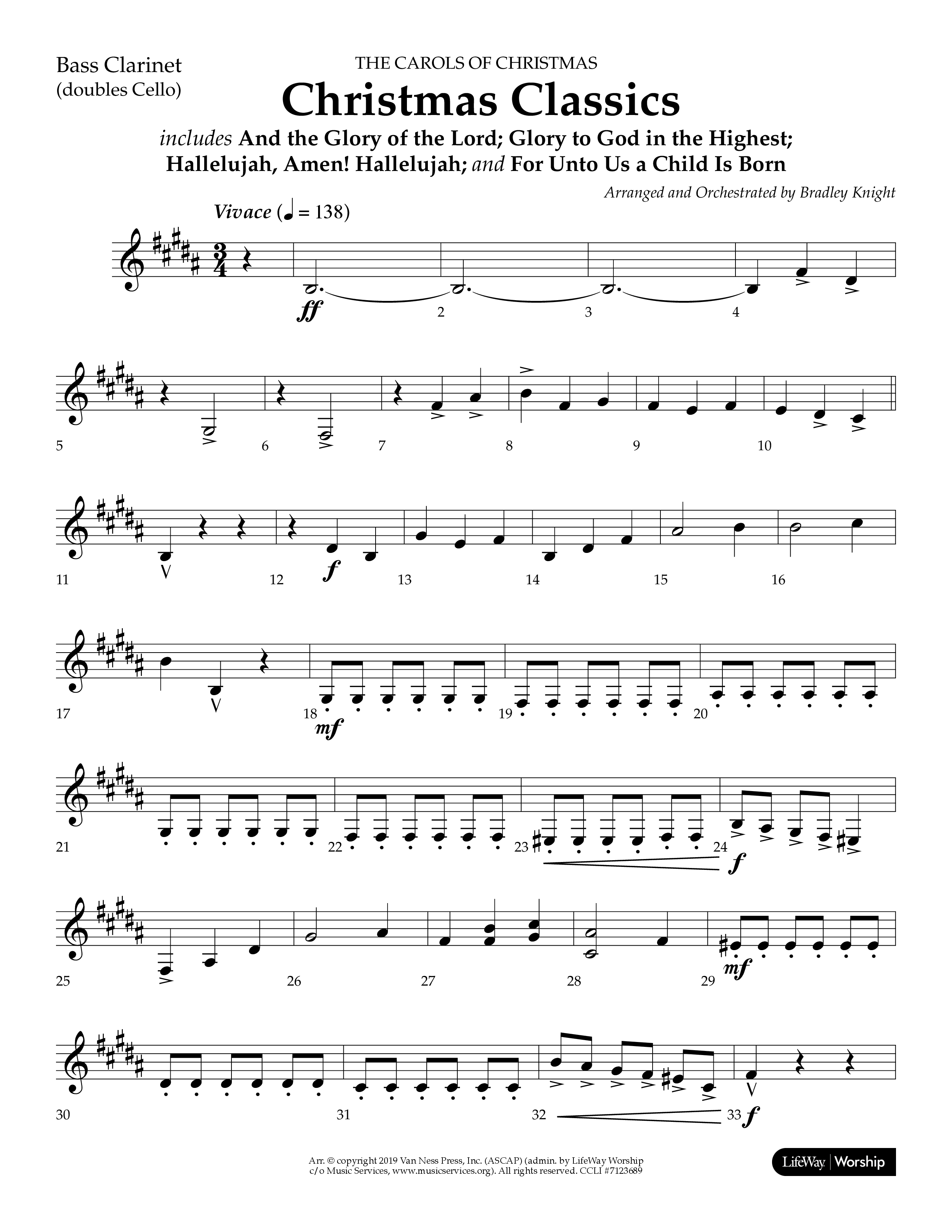 Christmas Classic (Choral Anthem SATB) Bass Clarinet (Lifeway Choral / Arr. Bradley Knight)