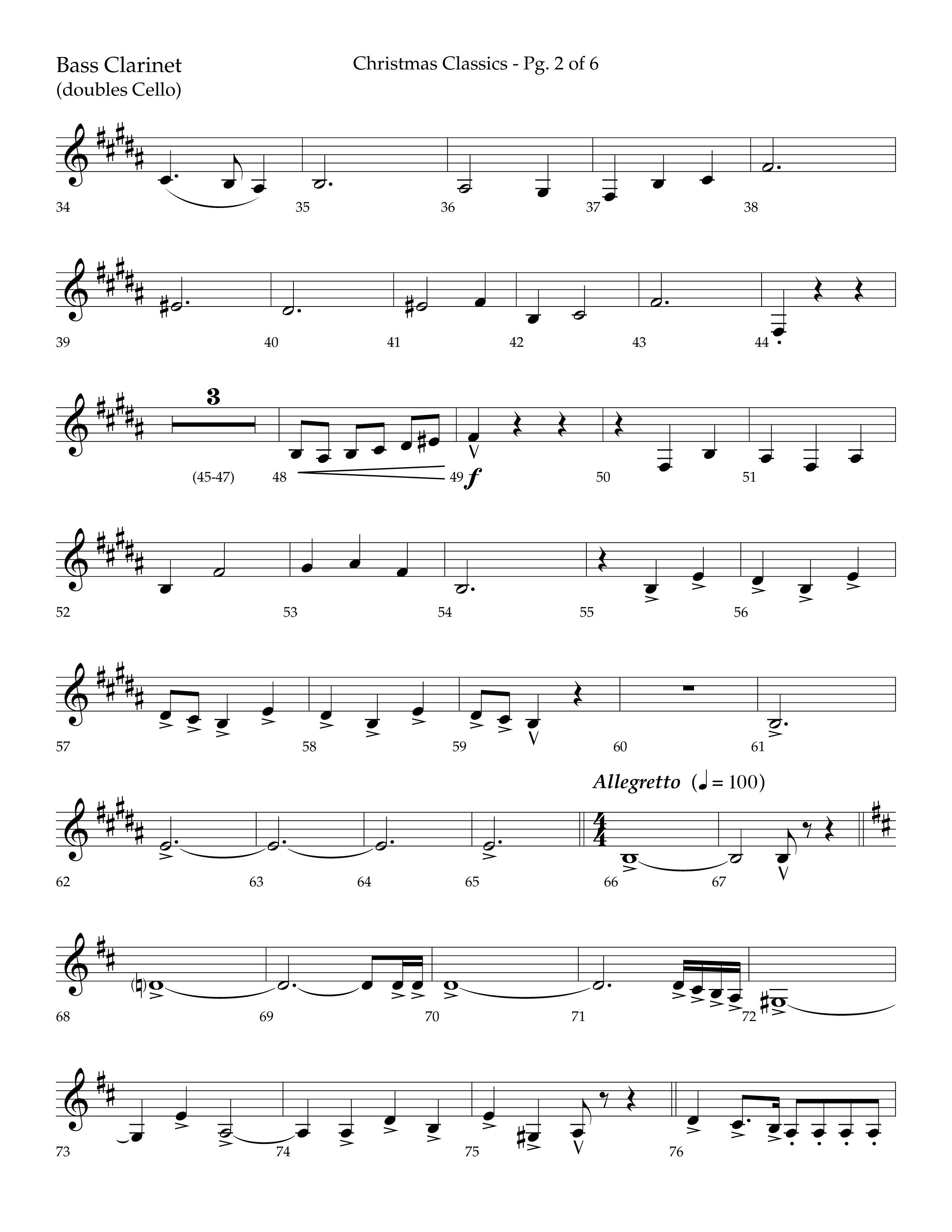 Christmas Classic (Choral Anthem SATB) Bass Clarinet (Lifeway Choral / Arr. Bradley Knight)