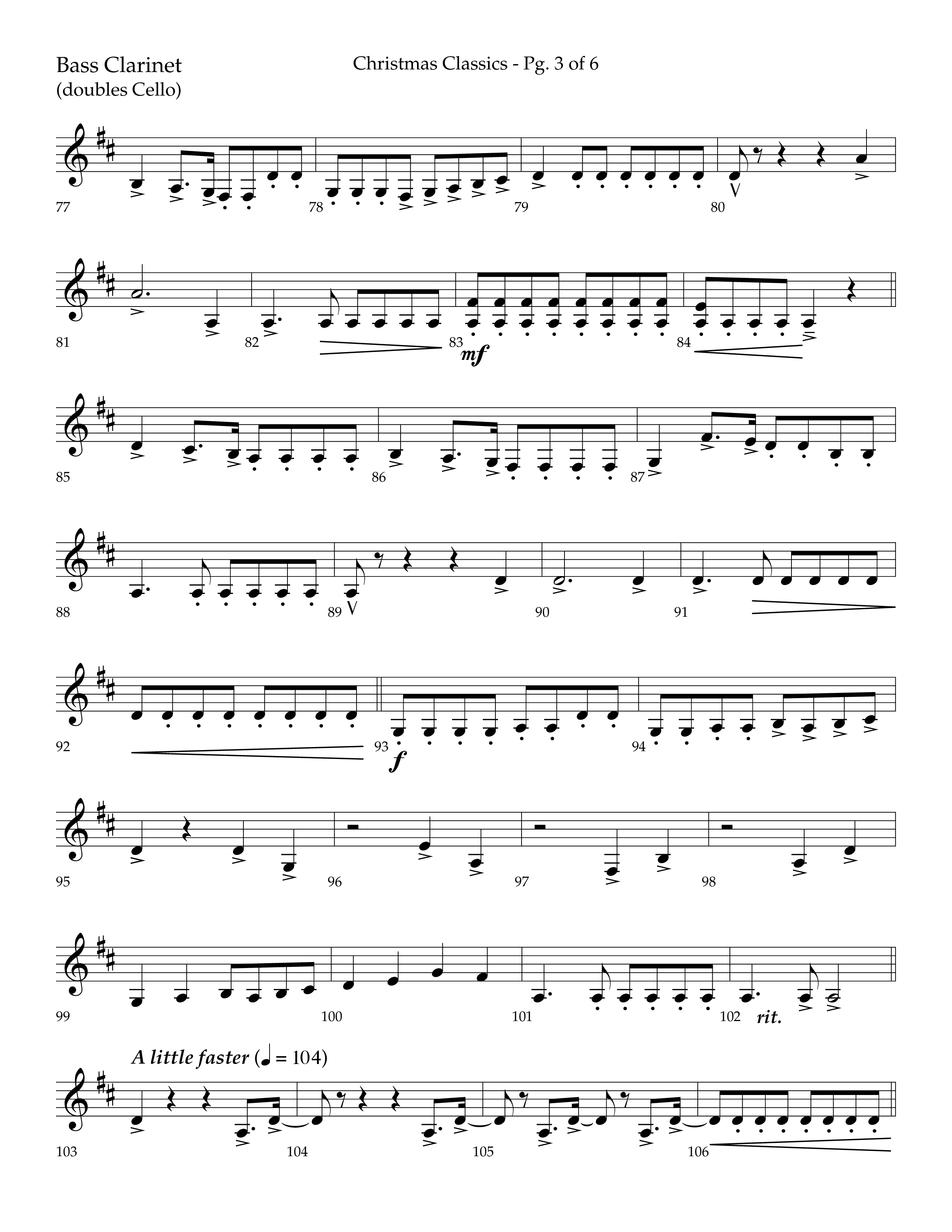 Christmas Classic (Choral Anthem SATB) Bass Clarinet (Lifeway Choral / Arr. Bradley Knight)