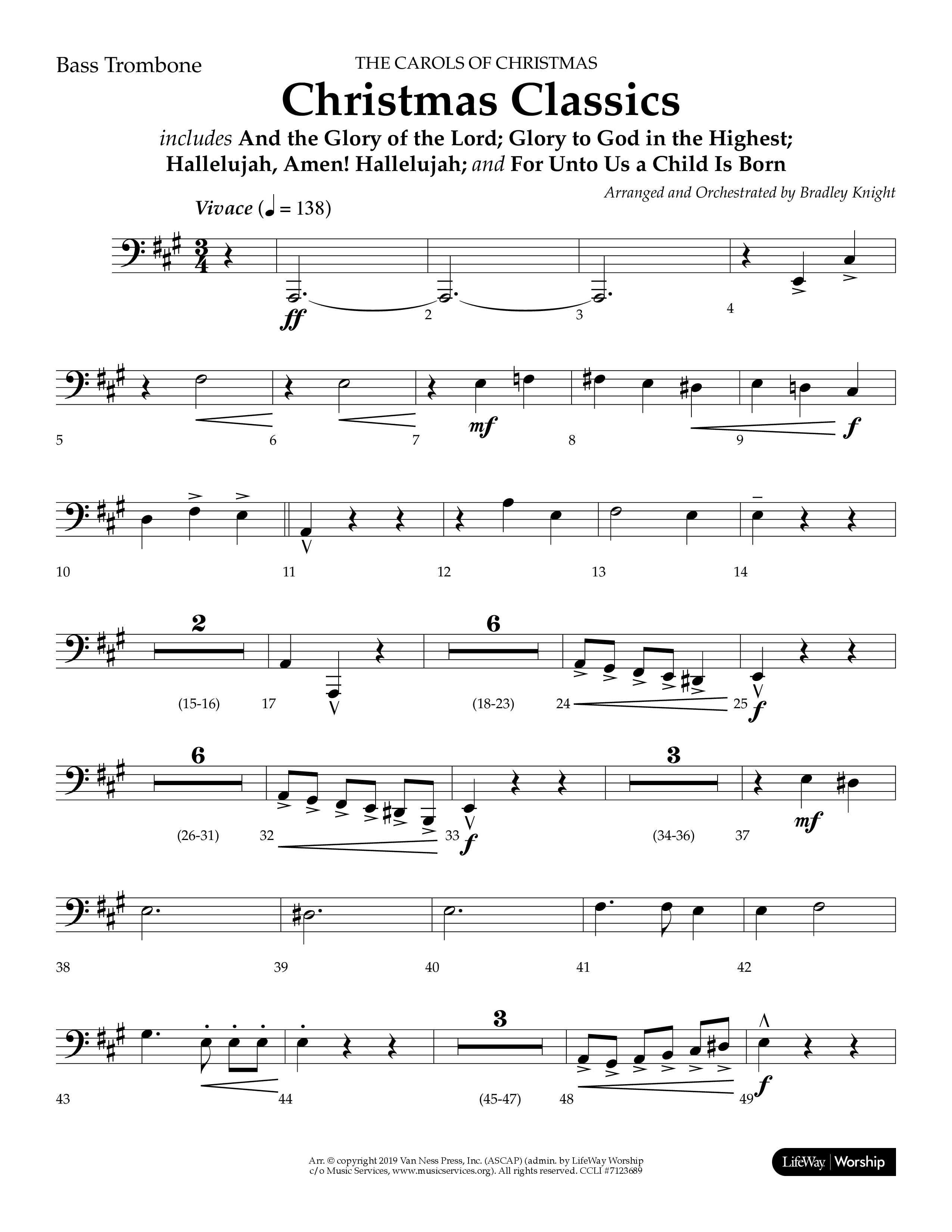 Christmas Classic (Choral Anthem SATB) Bass Trombone (Lifeway Choral / Arr. Bradley Knight)