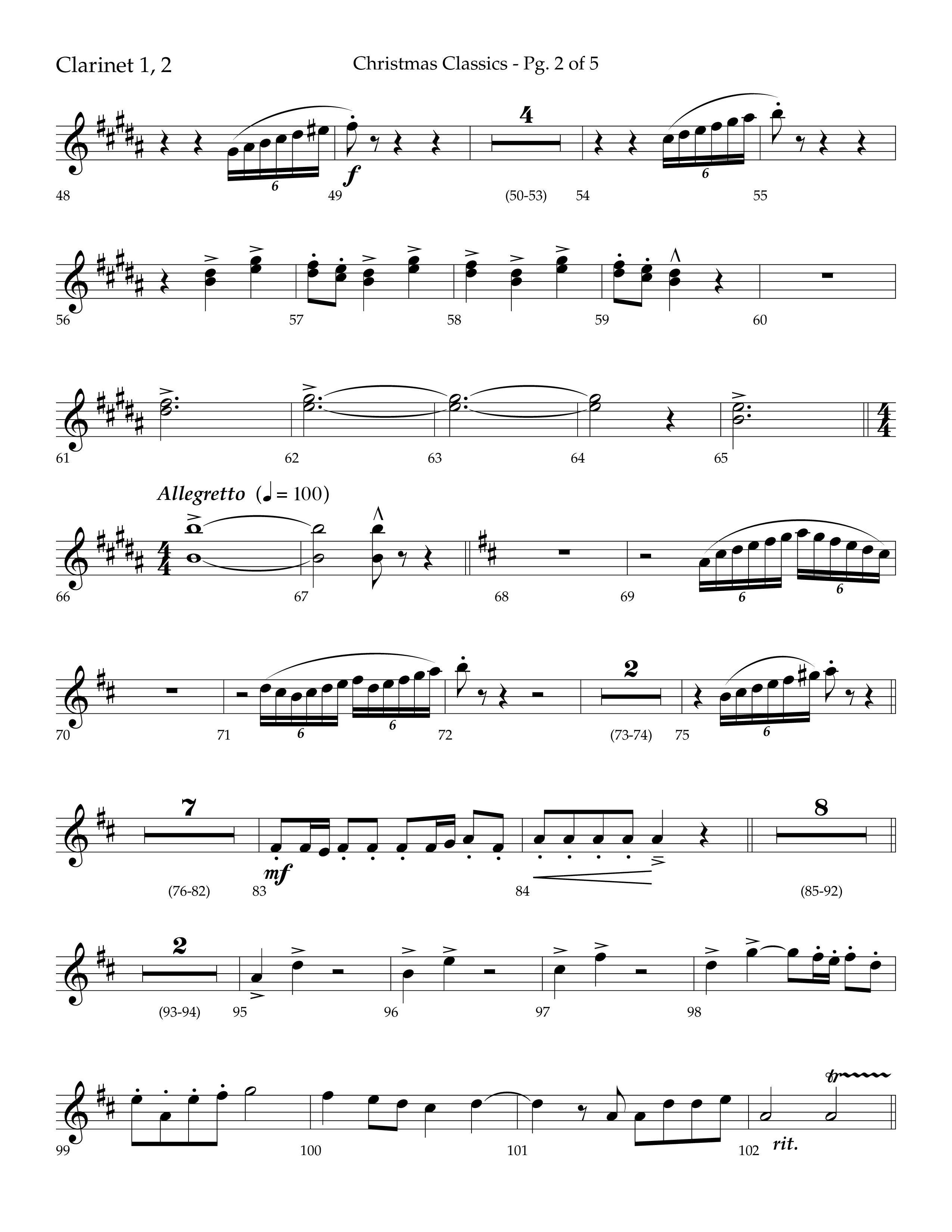 Christmas Classic (Choral Anthem SATB) Clarinet 1/2 (Lifeway Choral / Arr. Bradley Knight)