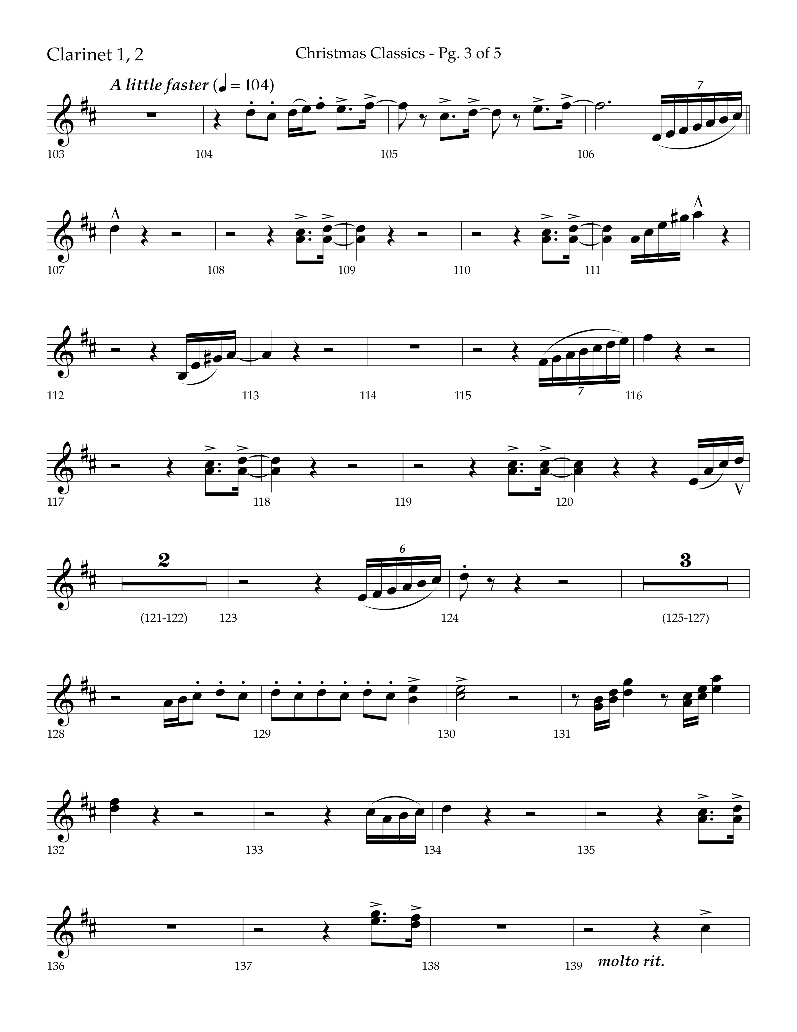 Christmas Classic (Choral Anthem SATB) Clarinet 1/2 (Lifeway Choral / Arr. Bradley Knight)